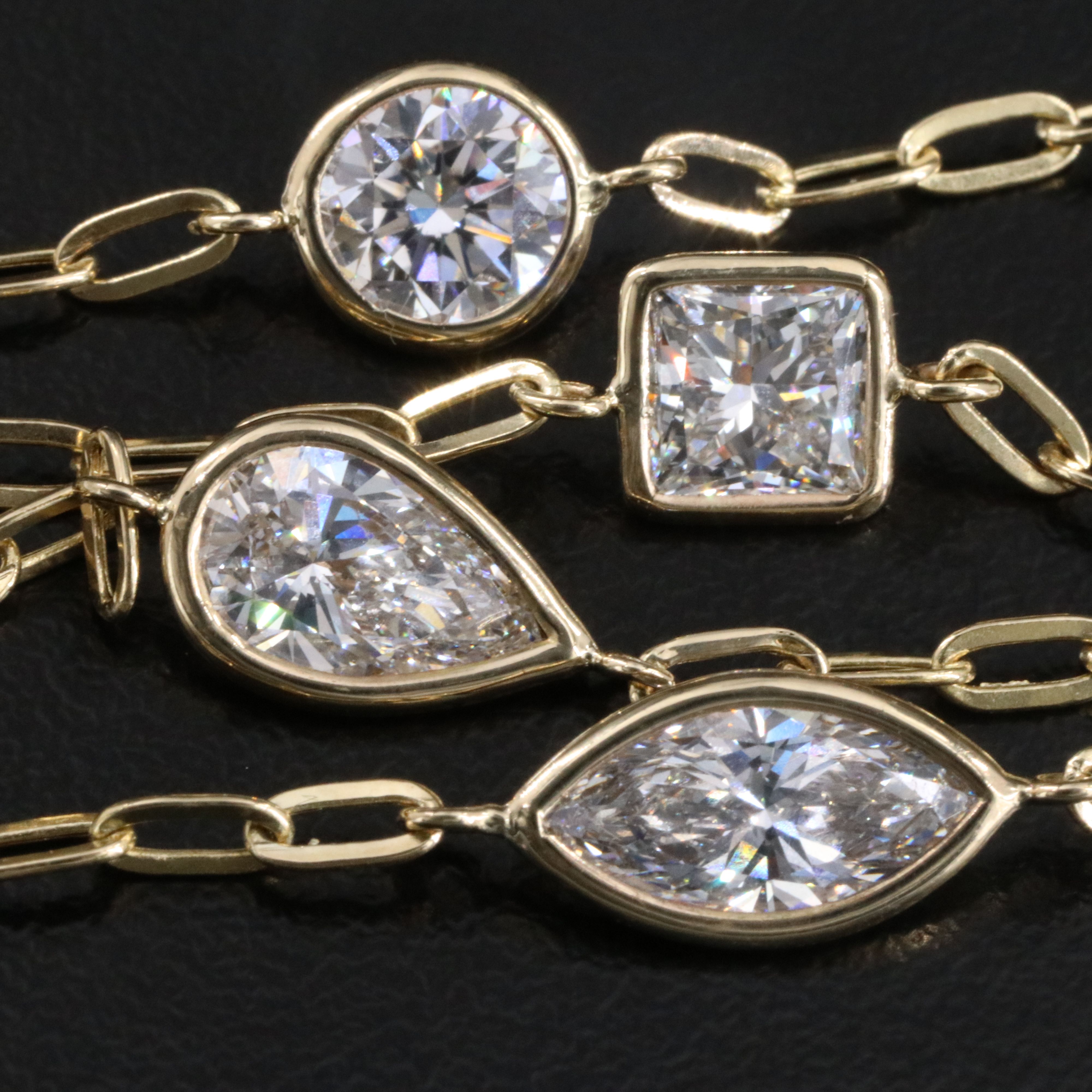 14K 4.20 CTW Lab Grown Diamond Mixed Shape Bezel Station Necklace