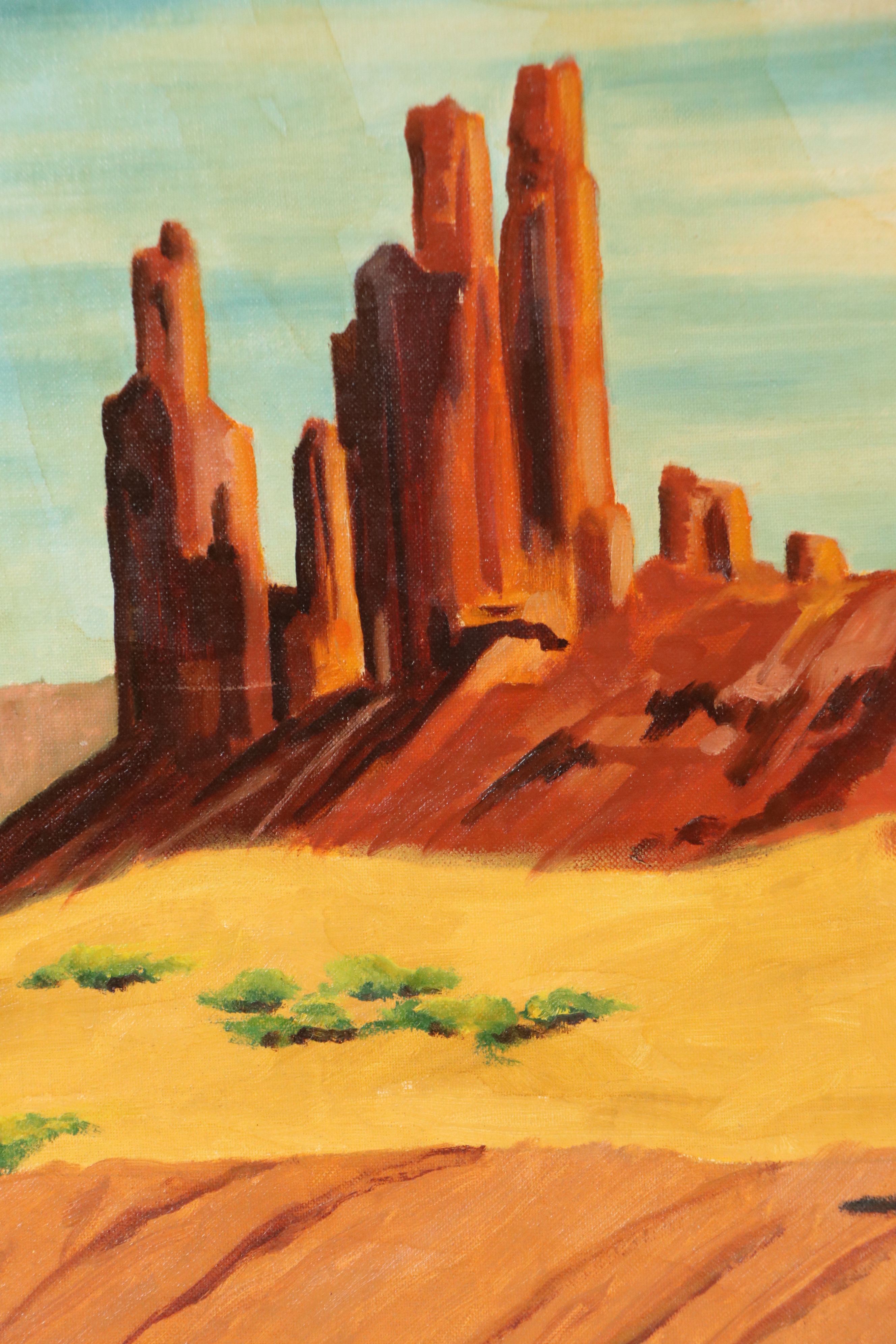 G. Nepper Oil Painting of Cowboy in the desert, 1975