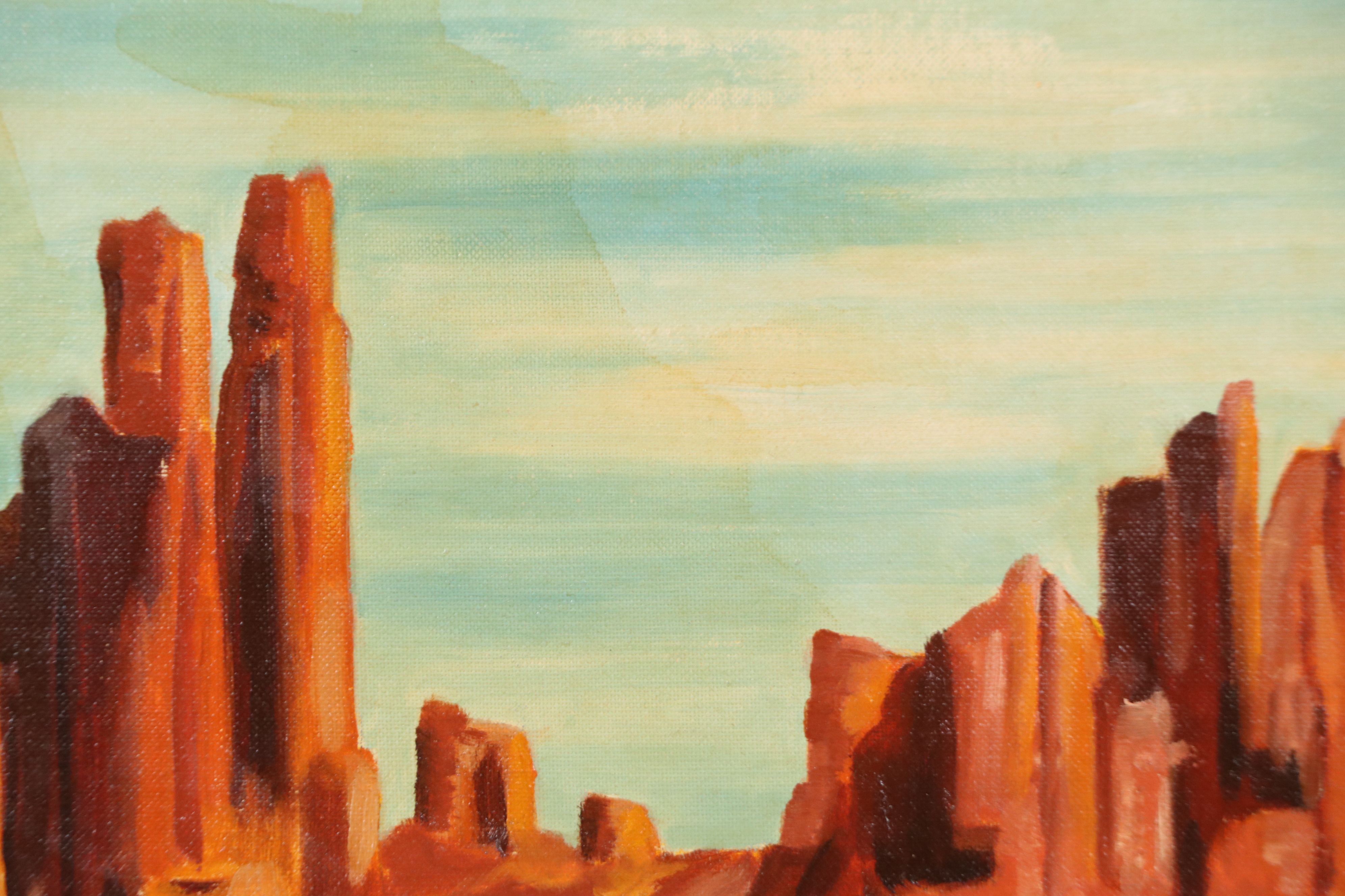 G. Nepper Oil Painting of Cowboy in the desert, 1975
