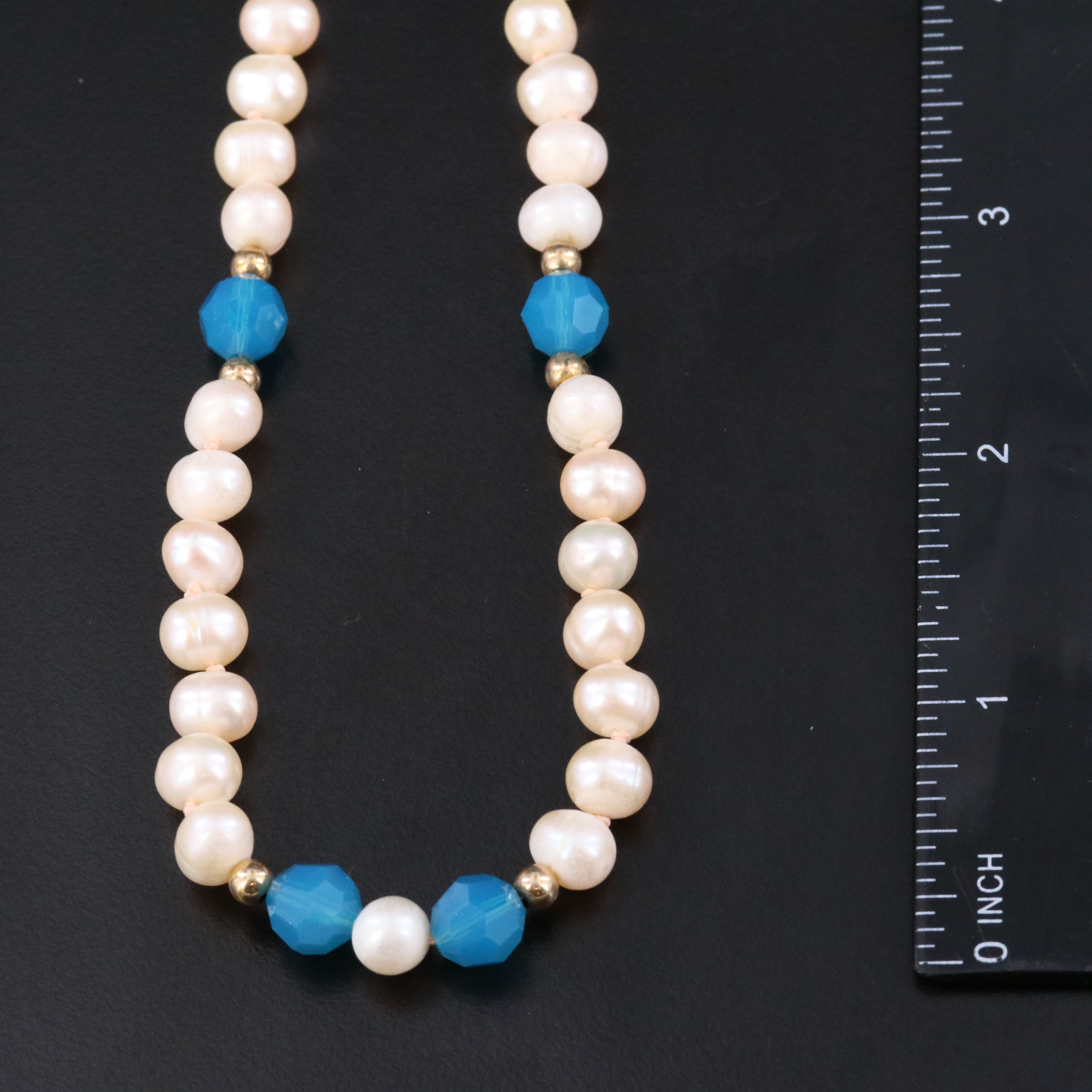 Pearl Necklaces with Gold-Filled Clasps and Glass Bead Accents