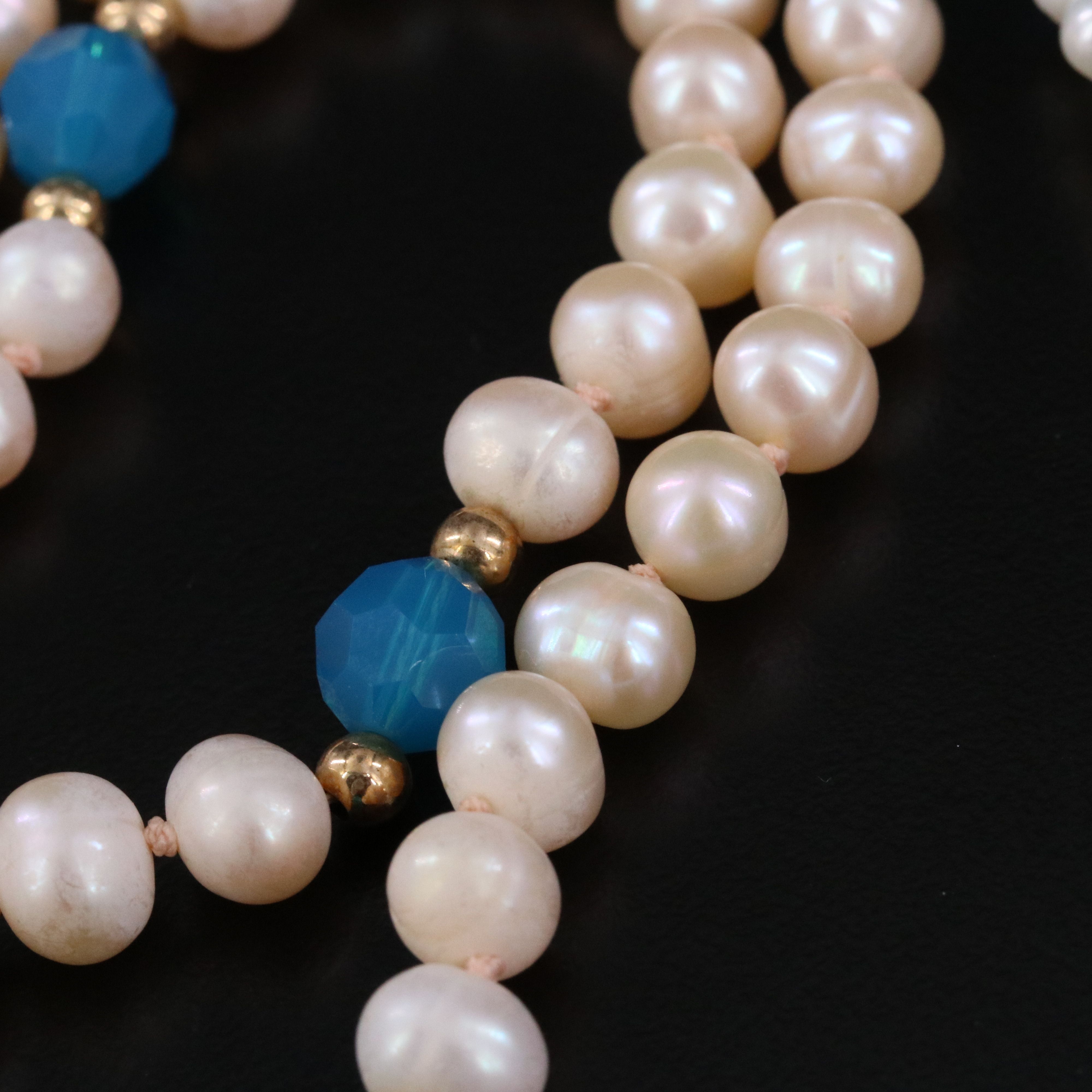 Pearl Necklaces with Gold-Filled Clasps and Glass Bead Accents