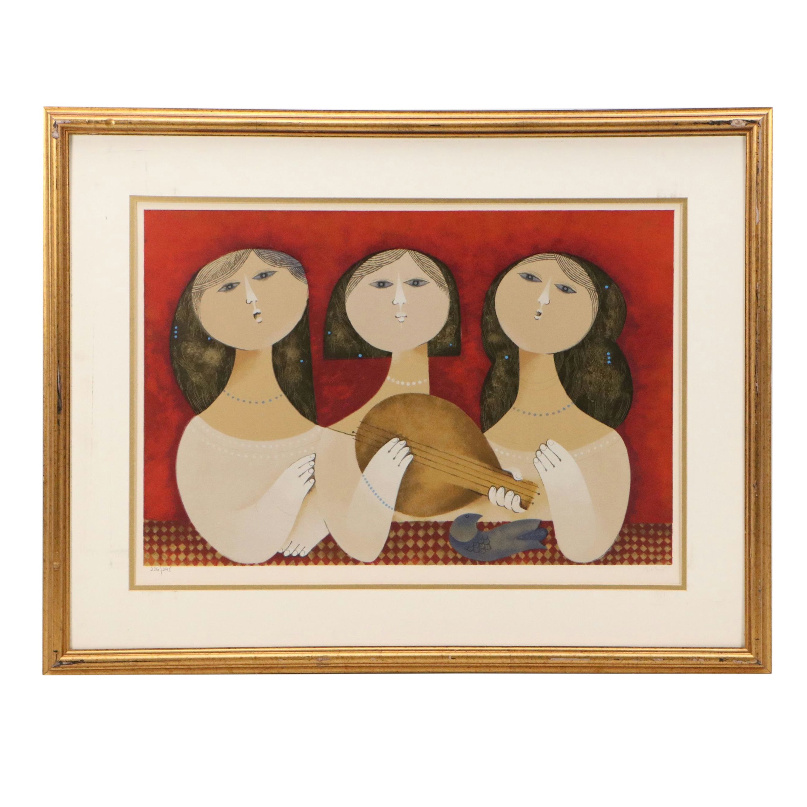 Sami Briss Serigraph "Muzicā," Late 20th Century