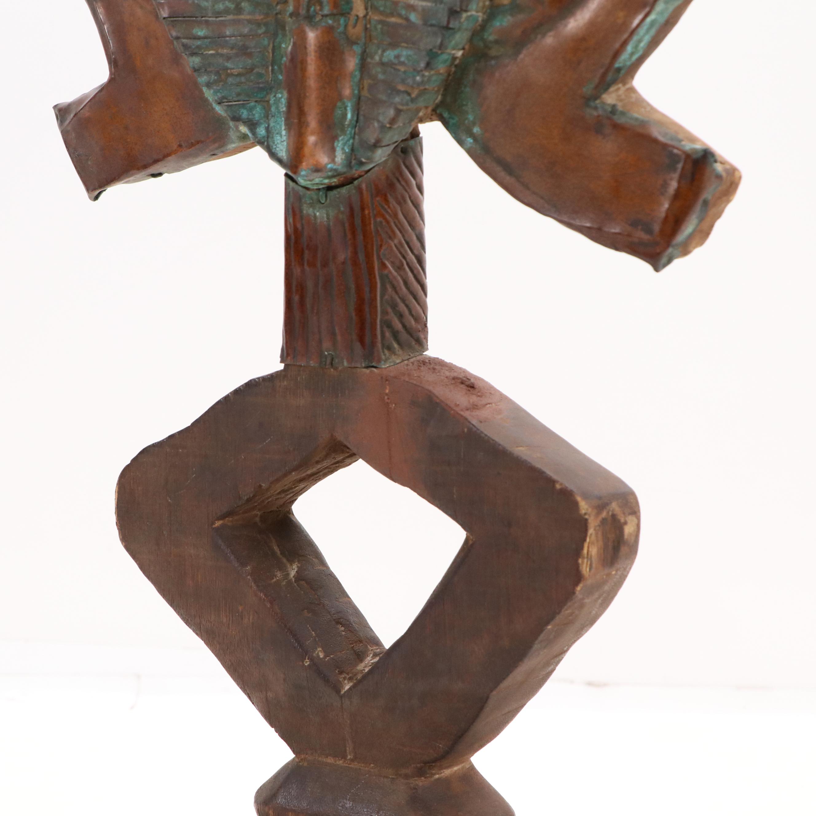 Gabonese Bakota "Mbulu Ngulu" Carved Wood and Copper Ancestor Reliquary