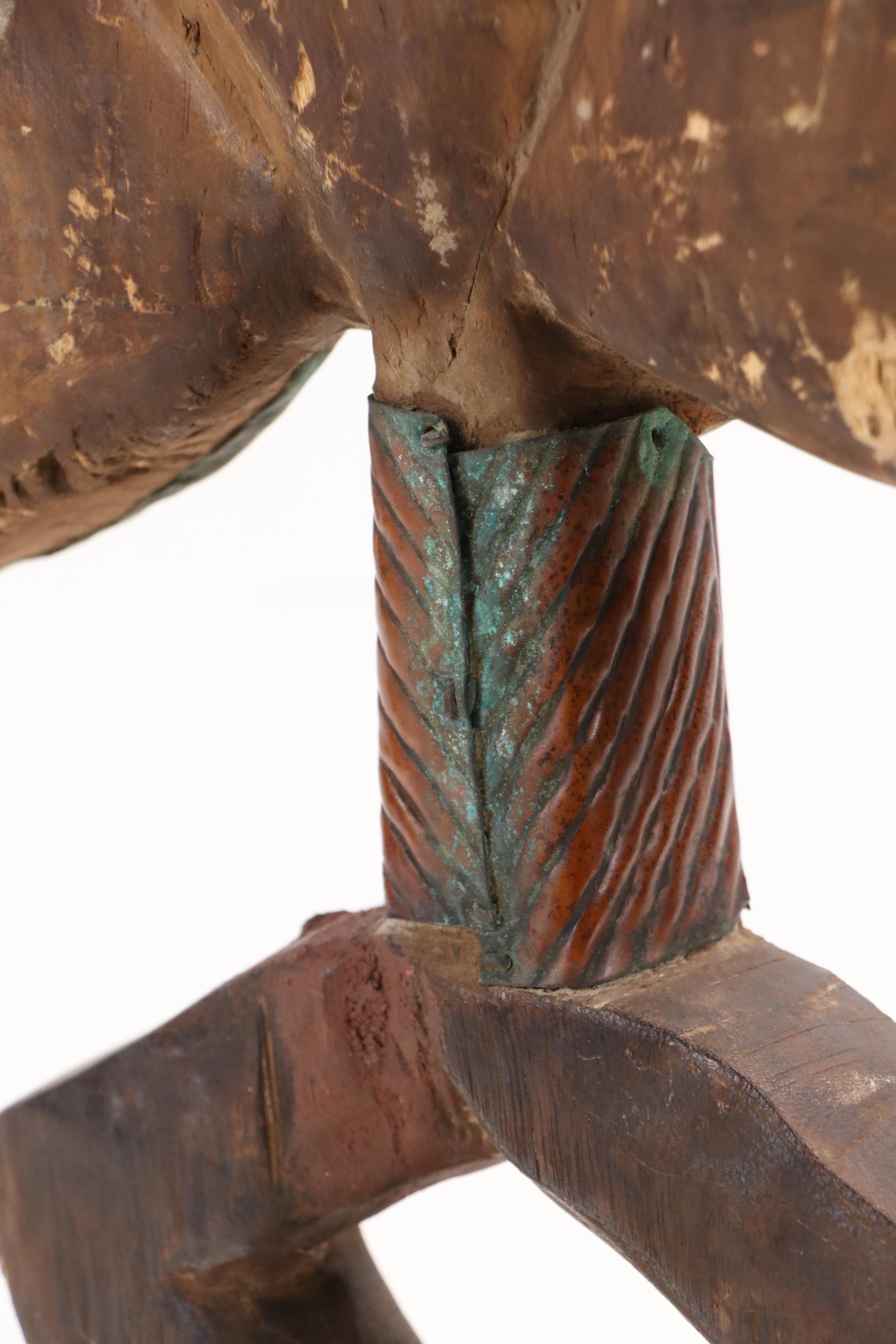 Gabonese Bakota "Mbulu Ngulu" Carved Wood and Copper Ancestor Reliquary