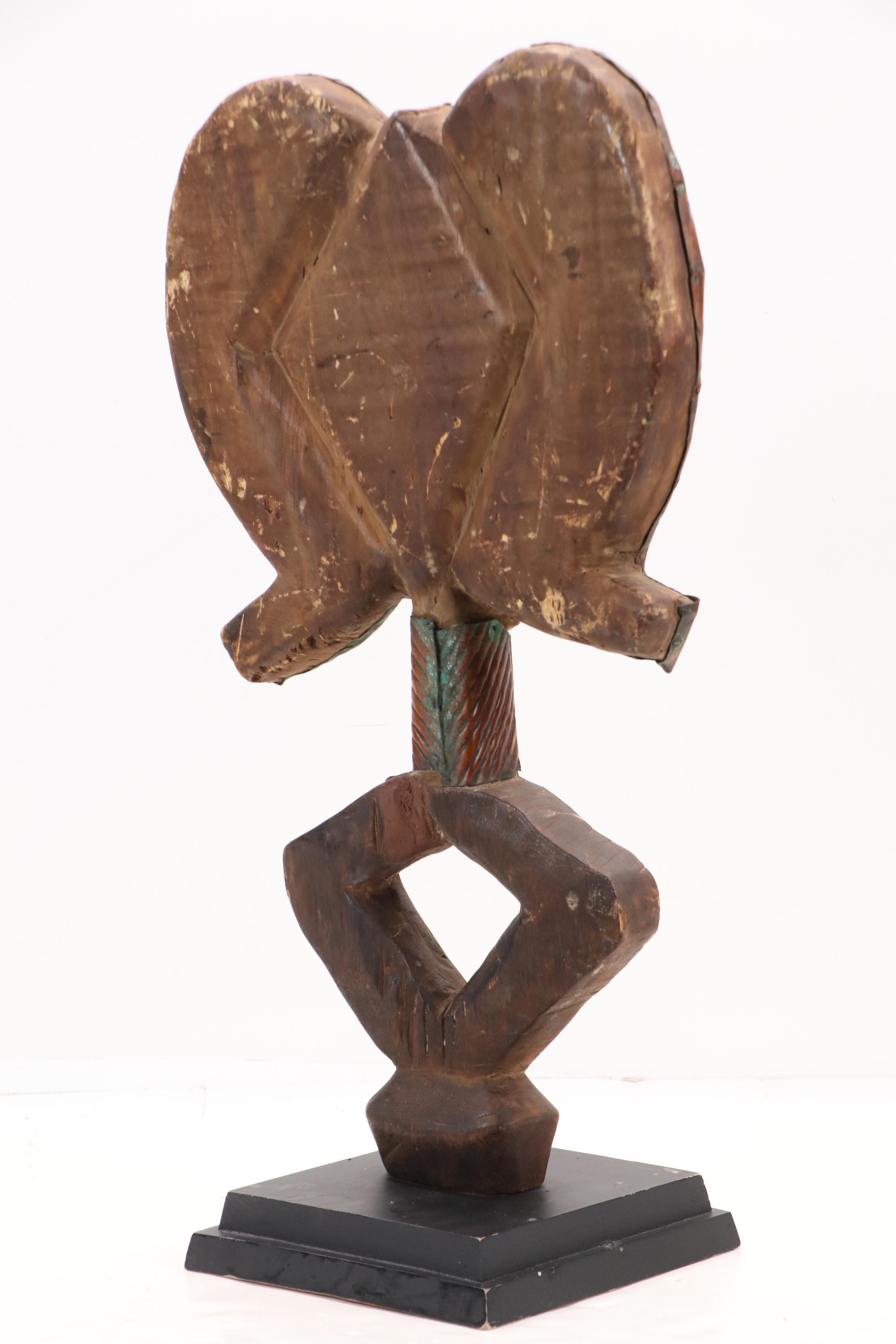 Gabonese Bakota "Mbulu Ngulu" Carved Wood and Copper Ancestor Reliquary