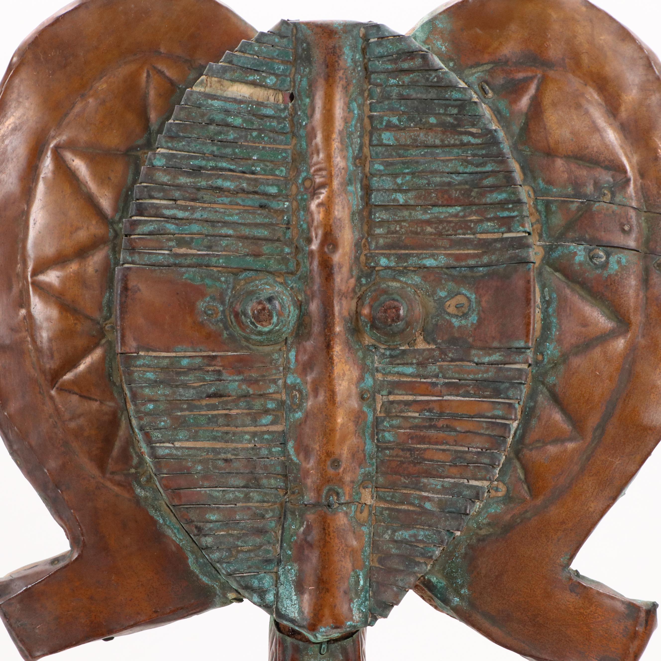 Gabonese Bakota "Mbulu Ngulu" Carved Wood and Copper Ancestor Reliquary