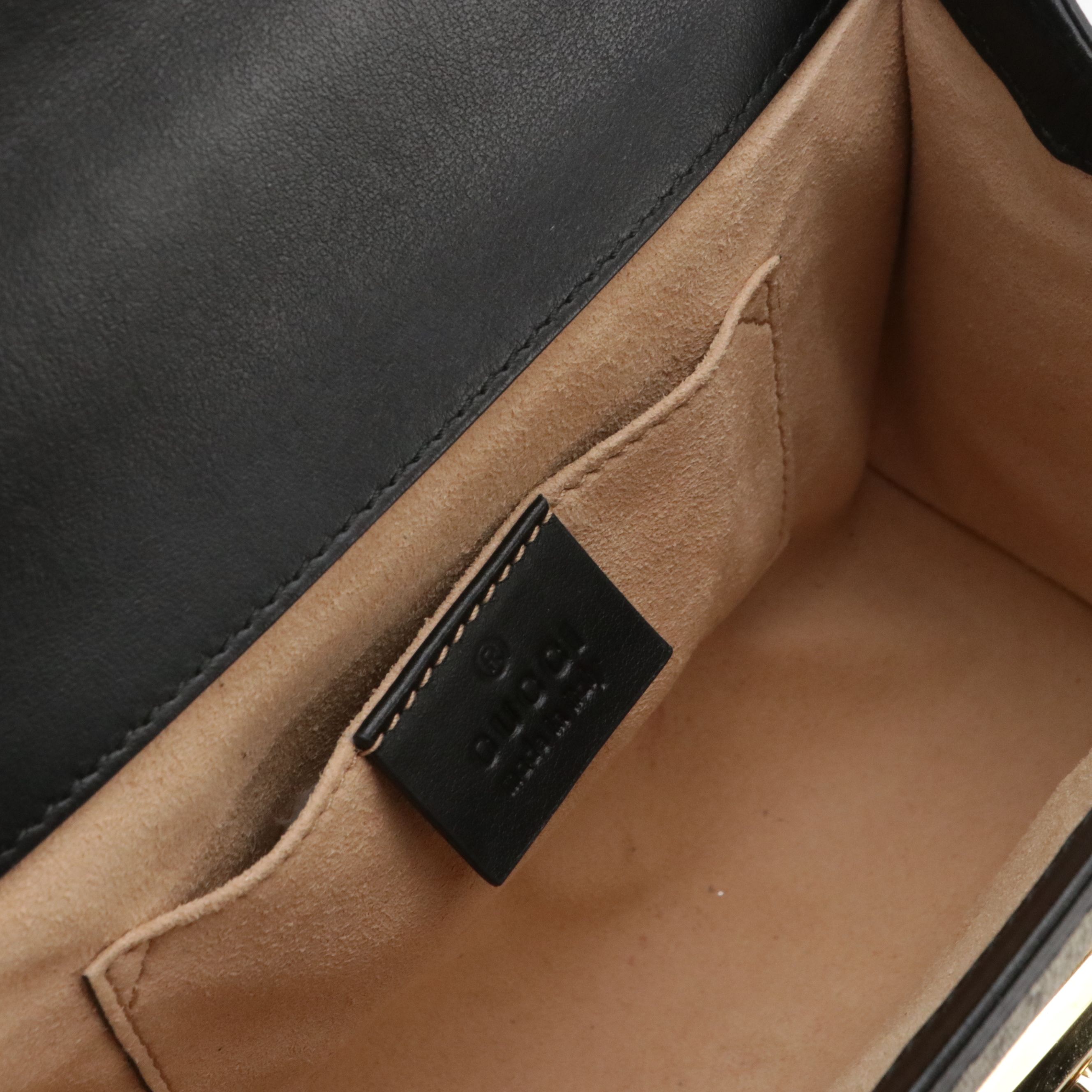 Gucci Padlock Shoulder Bag in GG Supreme Canvas, Gold Metallic & Black Leather