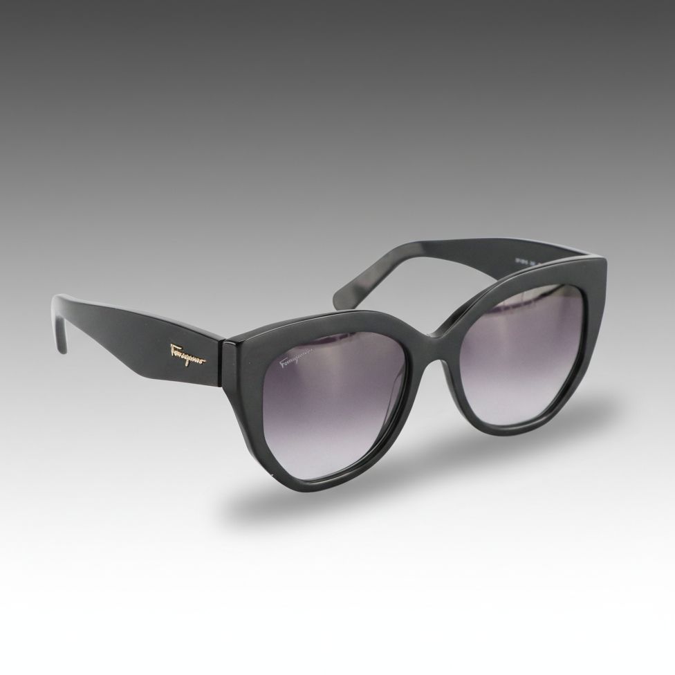 Salvatore Ferragamo SF1061S Black Butterfly Framed Sunglasses with Case & Box