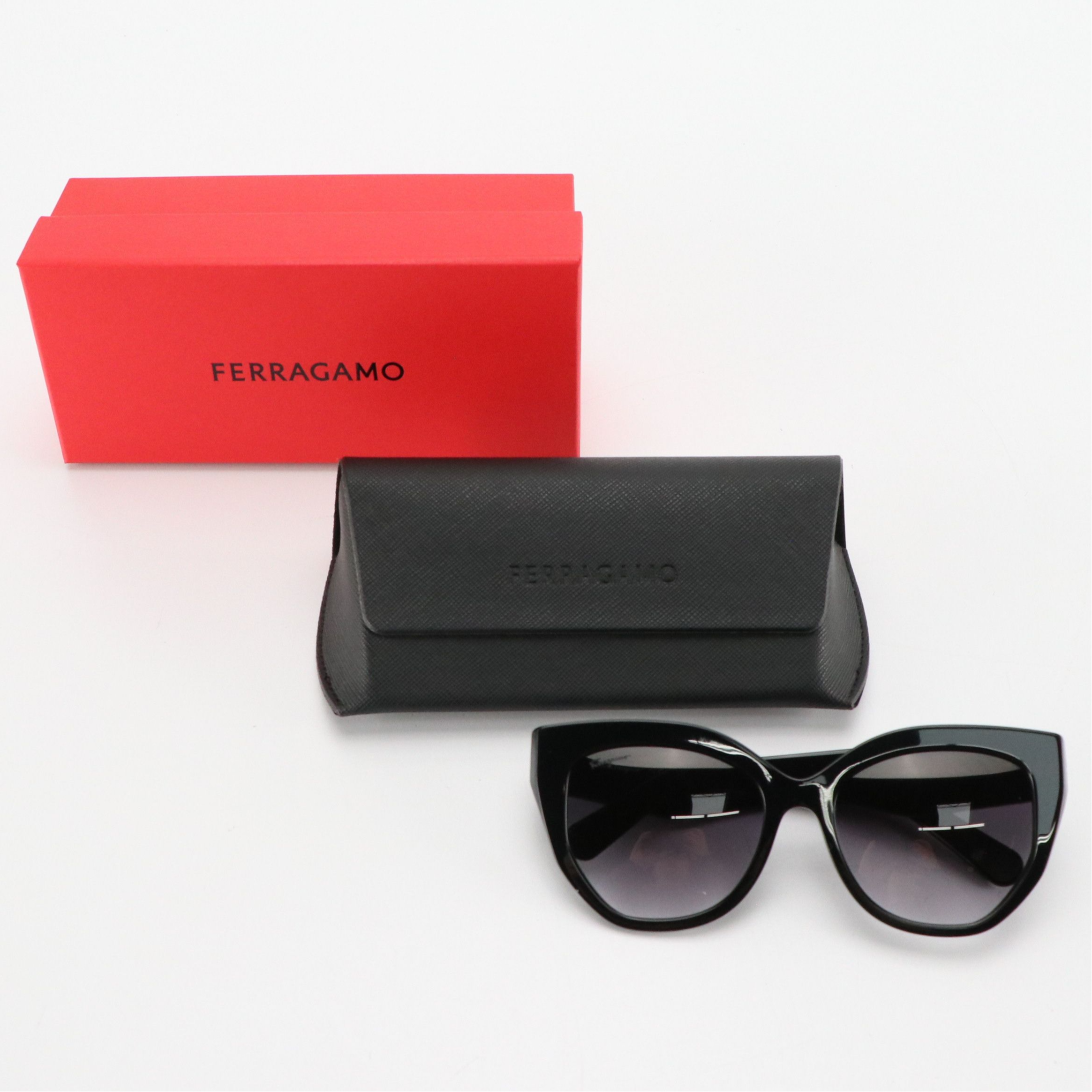 Salvatore Ferragamo SF1061S Black Butterfly Framed Sunglasses with Case & Box