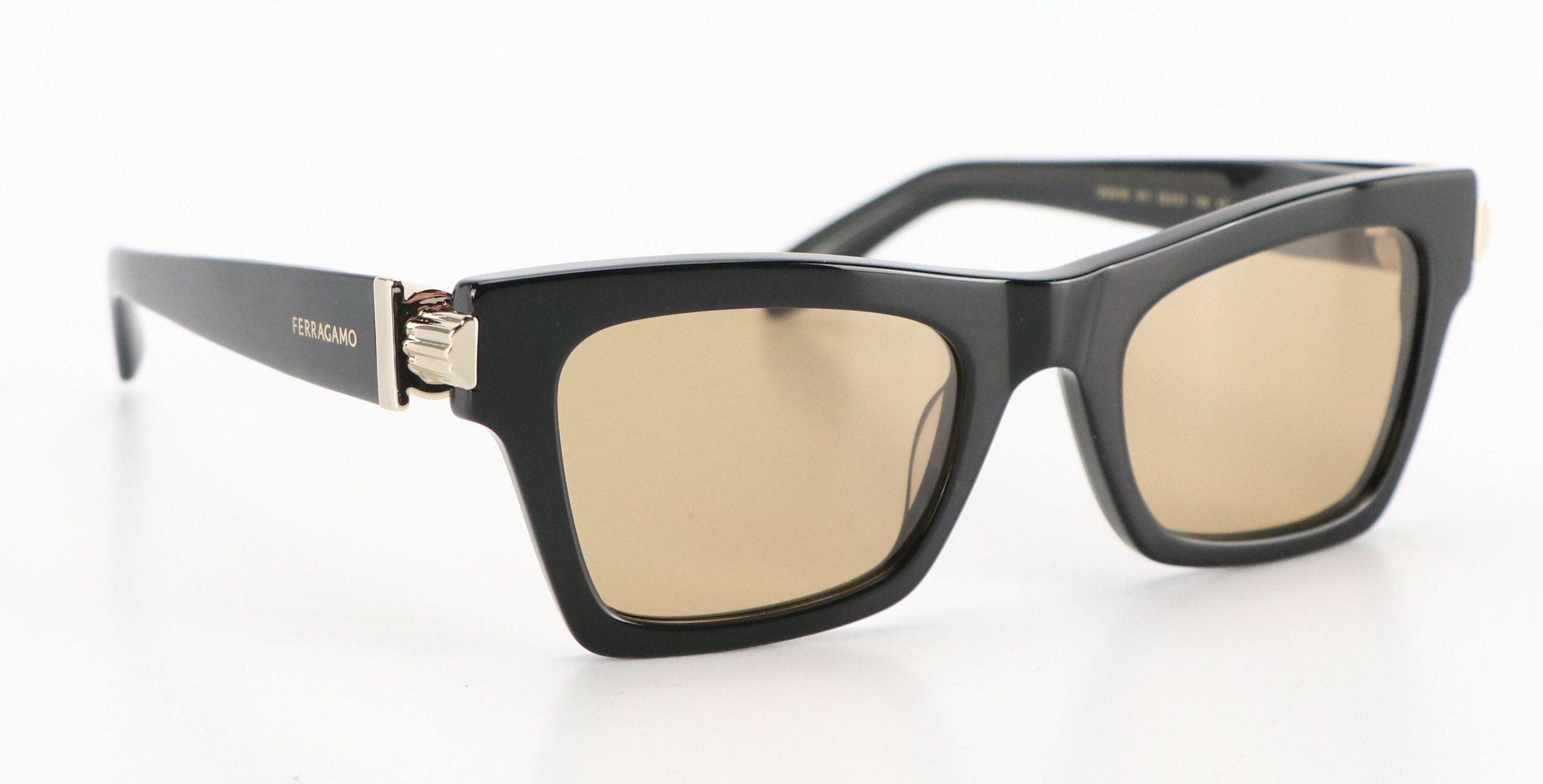 Salvatore Ferragamo SF2013S Black Square Modified Cat Eye Sunglasses With Case