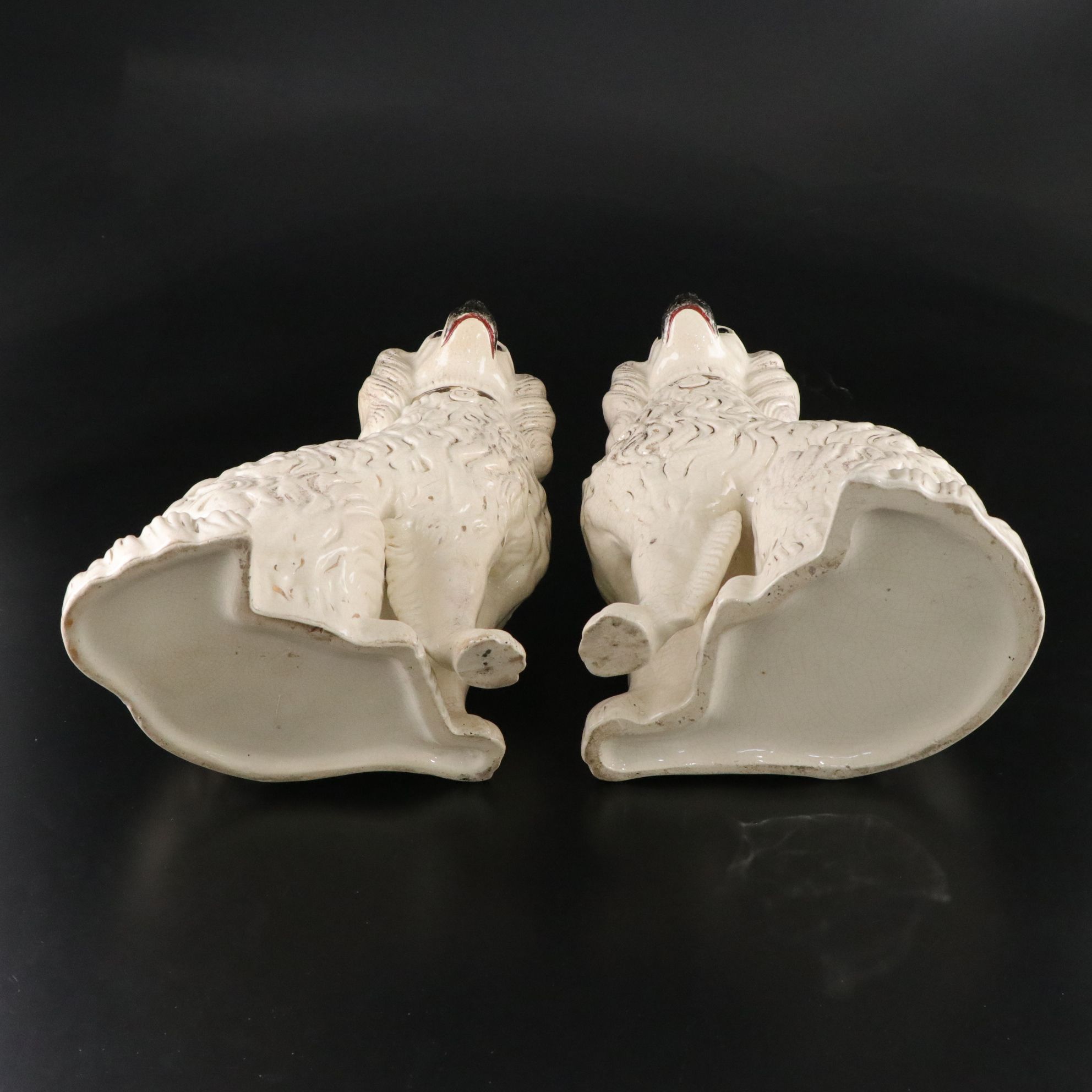 Pair of Staffordshire Spaniels with Glass Eyes, Late 19th/ Early 20th Century