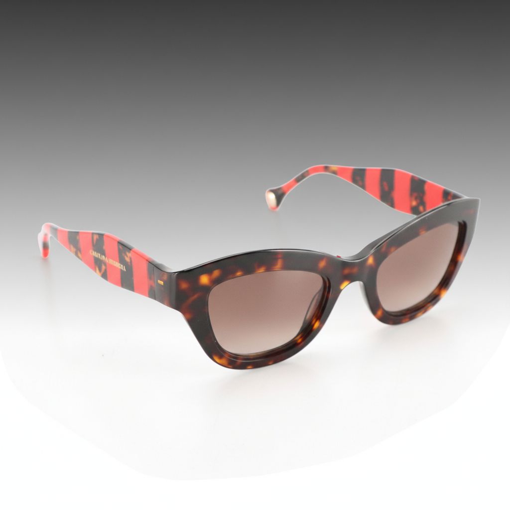 Carolina Herrera HER0086/S Havana and Red Striped Cat Eye Sunglasses with Case