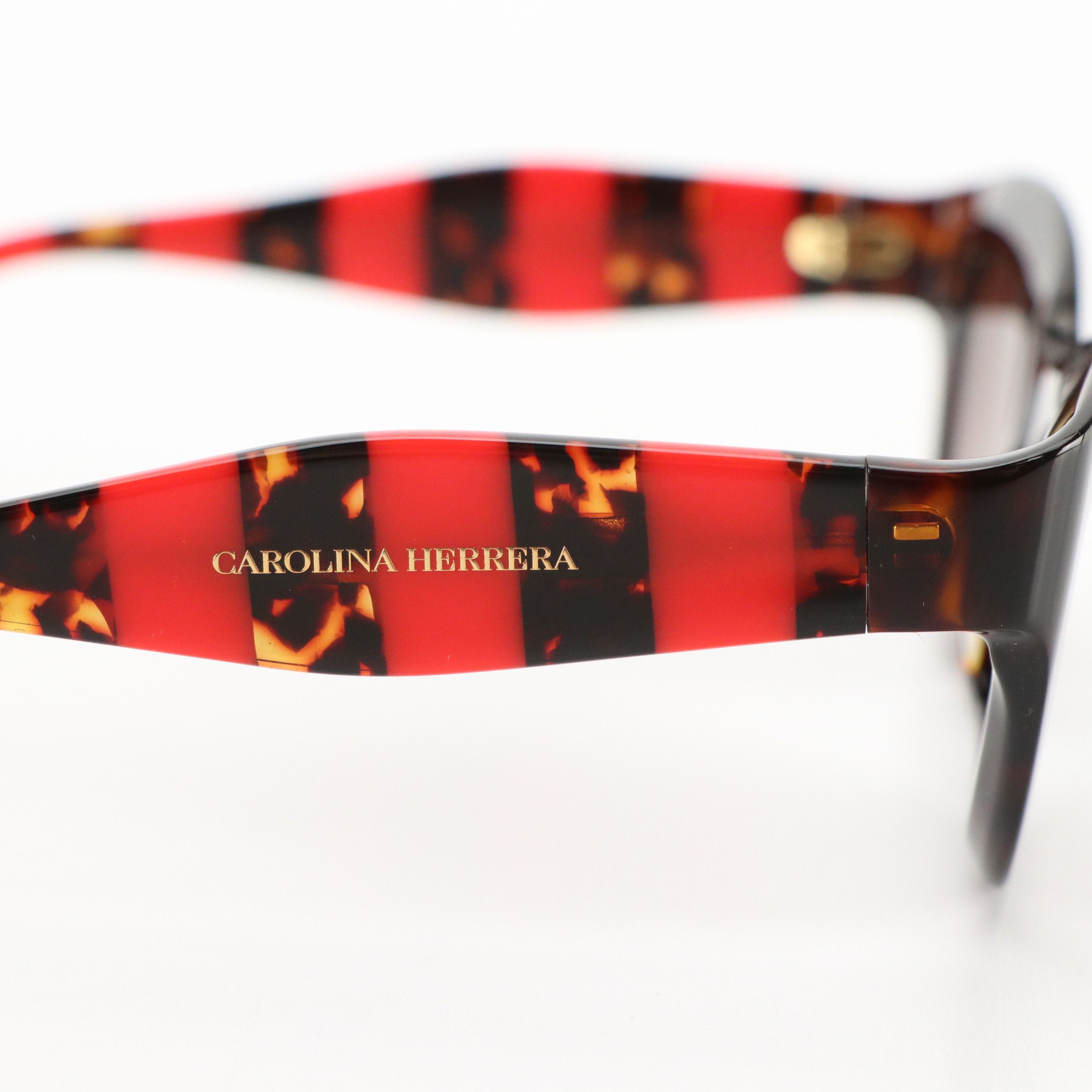 Carolina Herrera HER0086/S Havana and Red Striped Cat Eye Sunglasses with Case