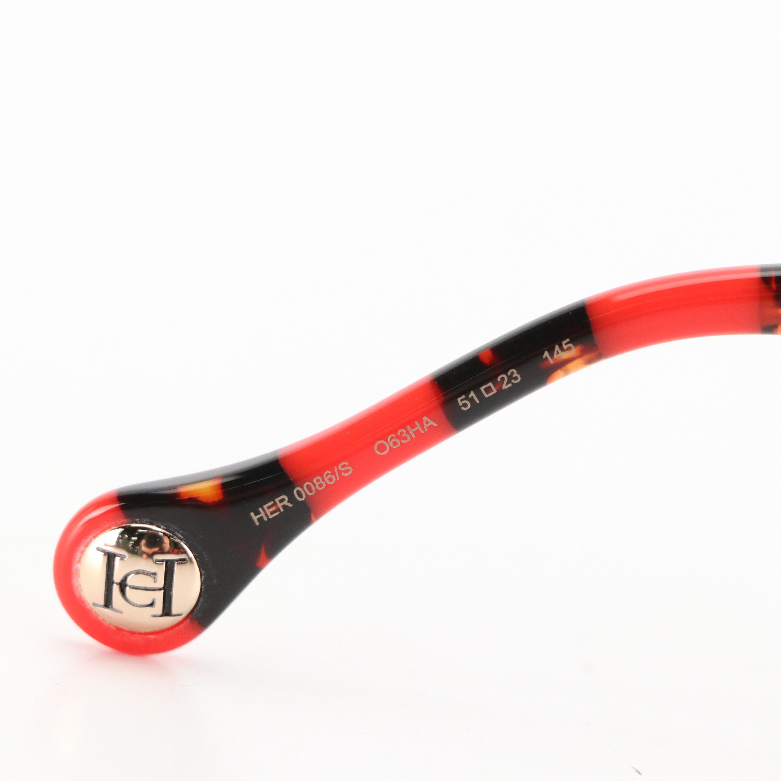 Carolina Herrera HER0086/S Havana and Red Striped Cat Eye Sunglasses with Case