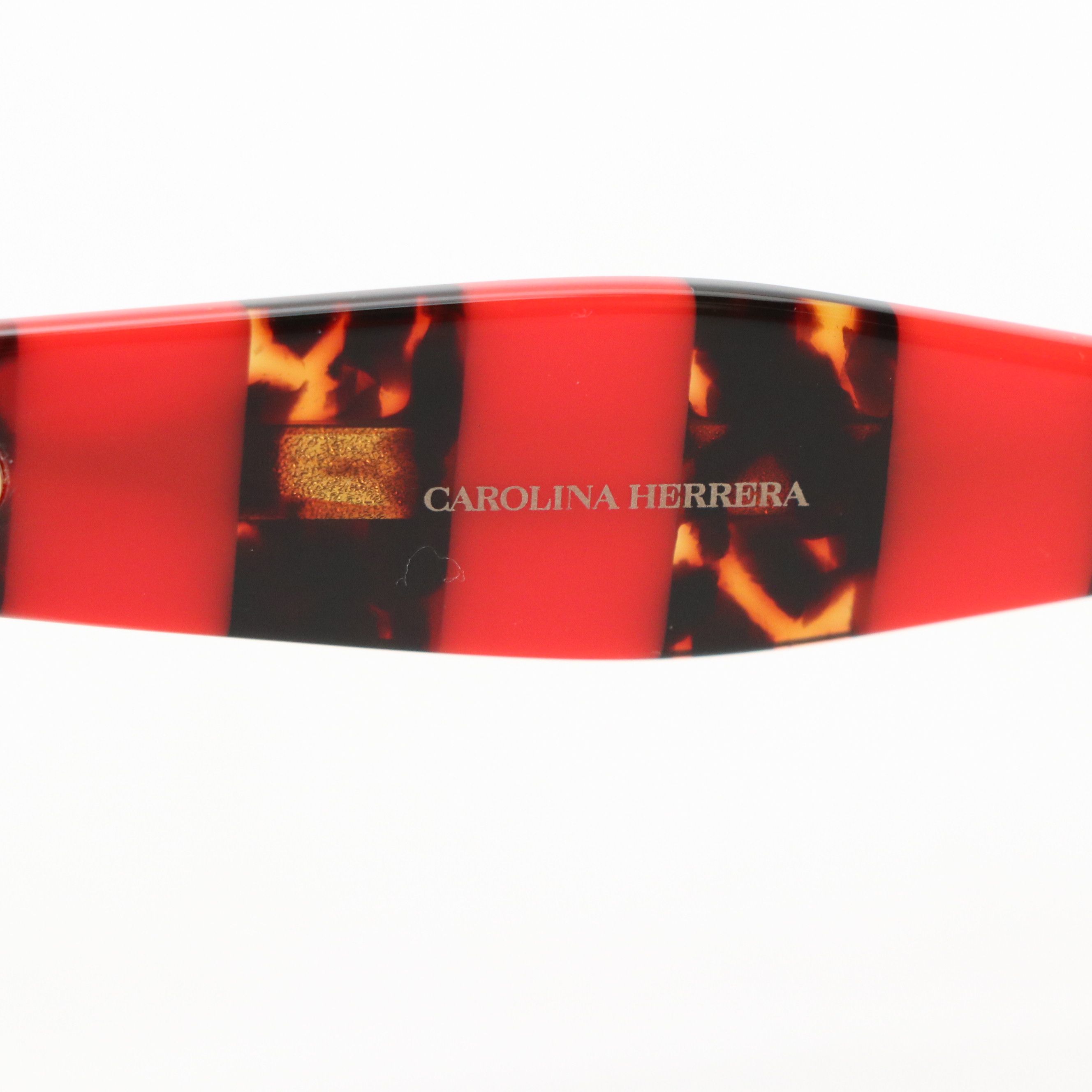 Carolina Herrera HER0086/S Havana and Red Striped Cat Eye Sunglasses with Case