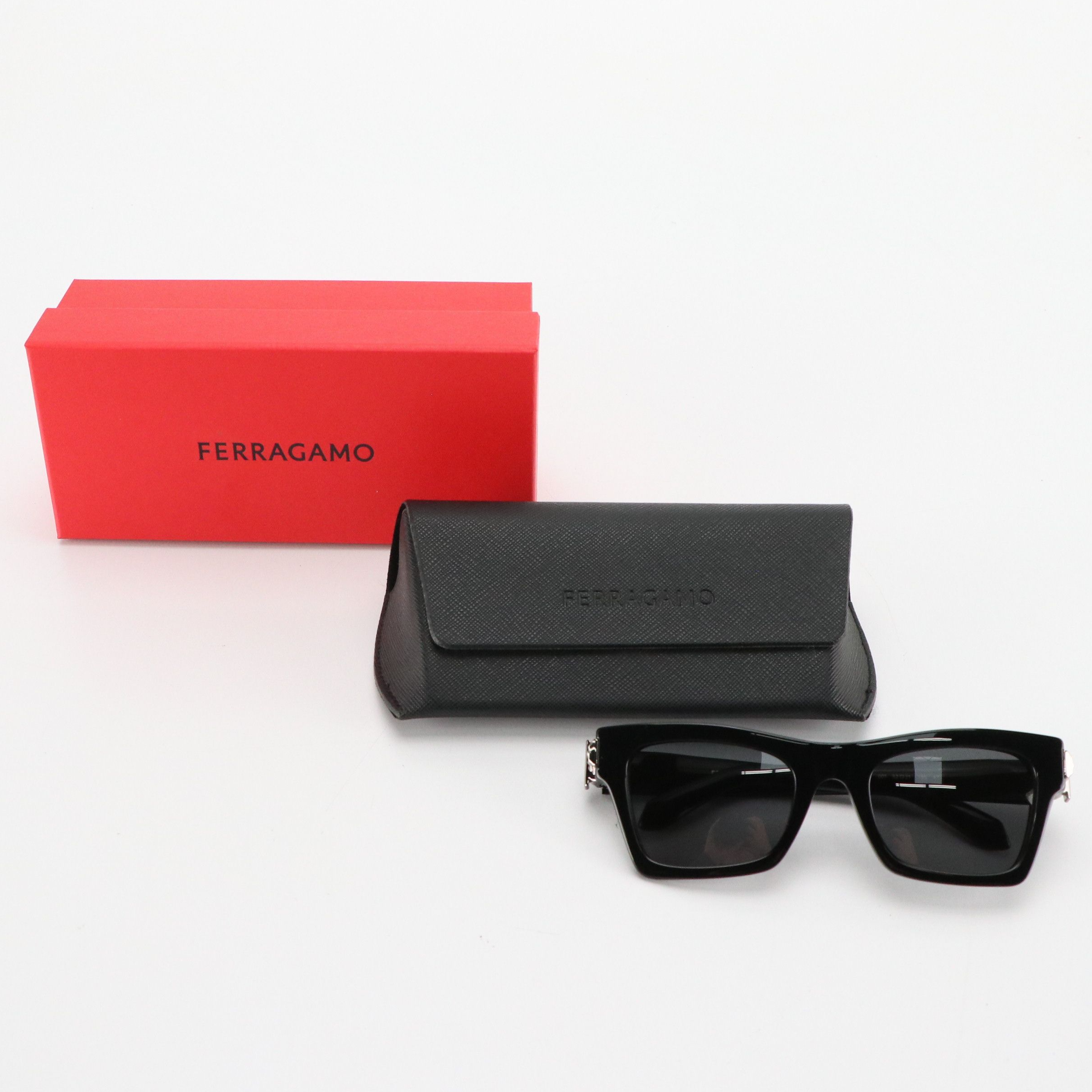Salvatore Ferragamo SF2013S 001 Black Cat Eye Sunglasses, With Case and Box
