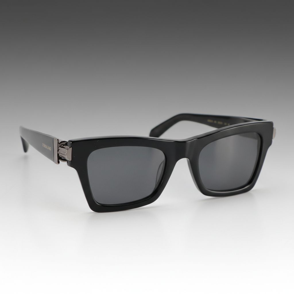 Salvatore Ferragamo SF2013S 001 Black Cat Eye Sunglasses, With Case and Box