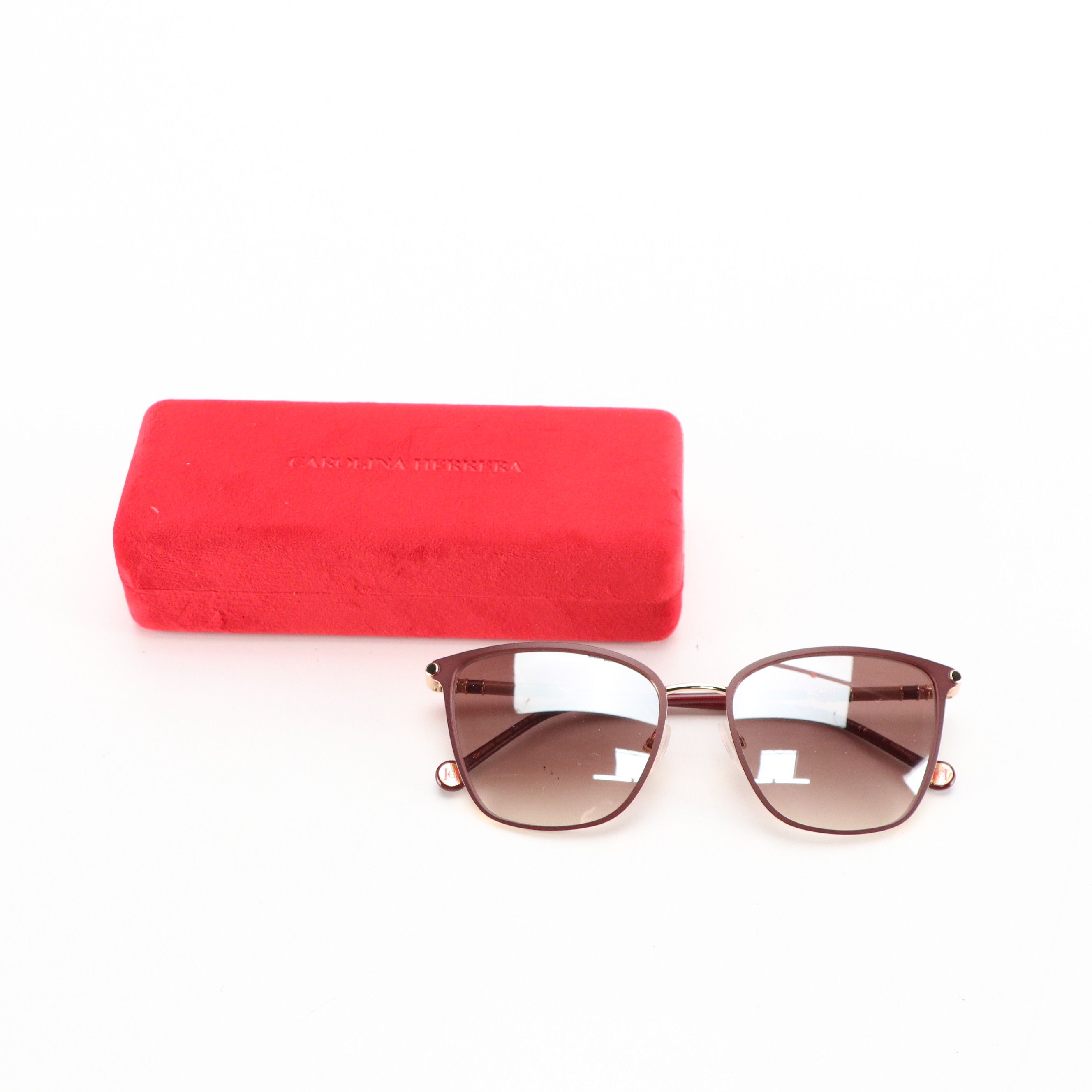 Carolina Herrera CH0030/S Burgundy Square Cat Eye Sunglasses with Case