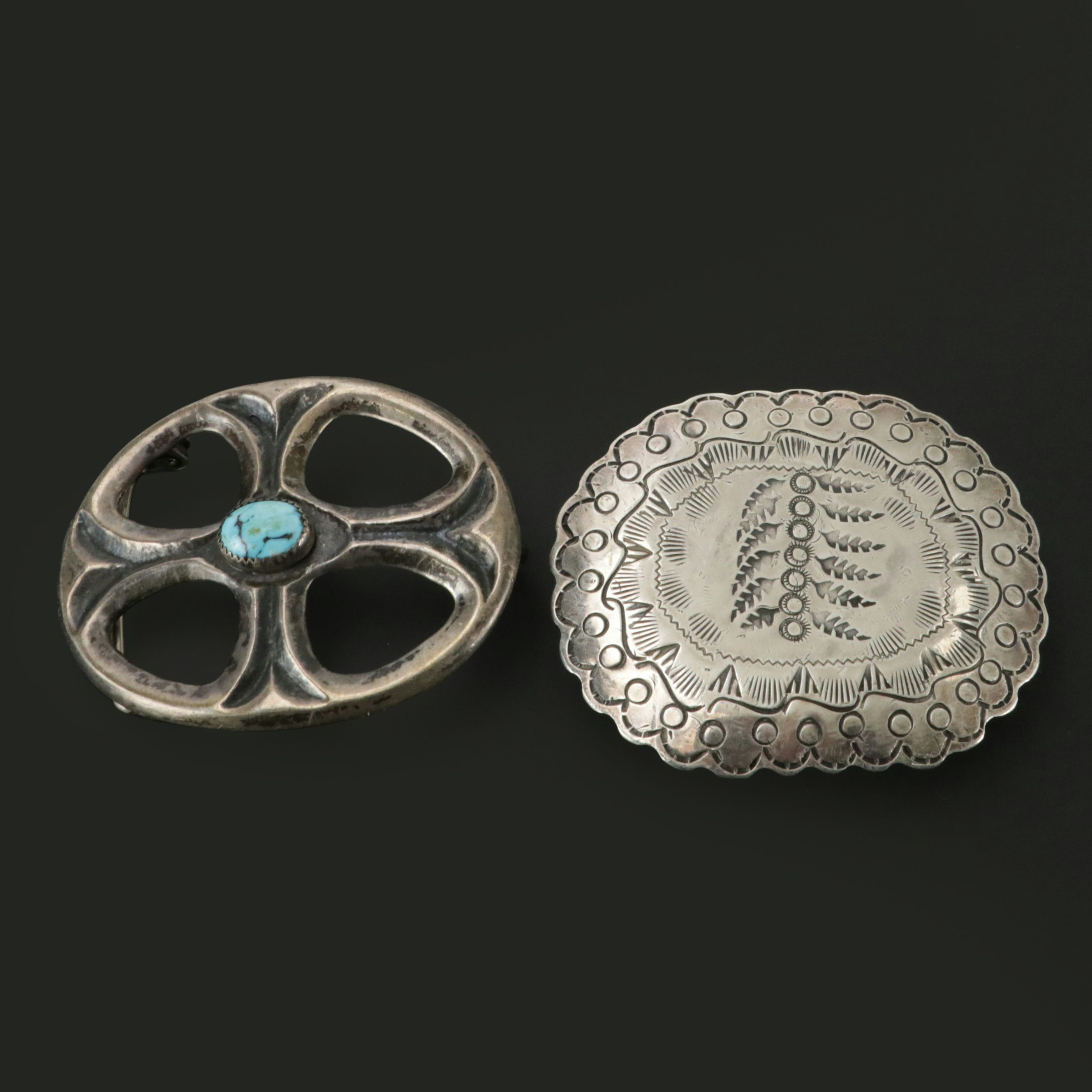Southwestern Sterling Silver Turquoise Belt Buckles