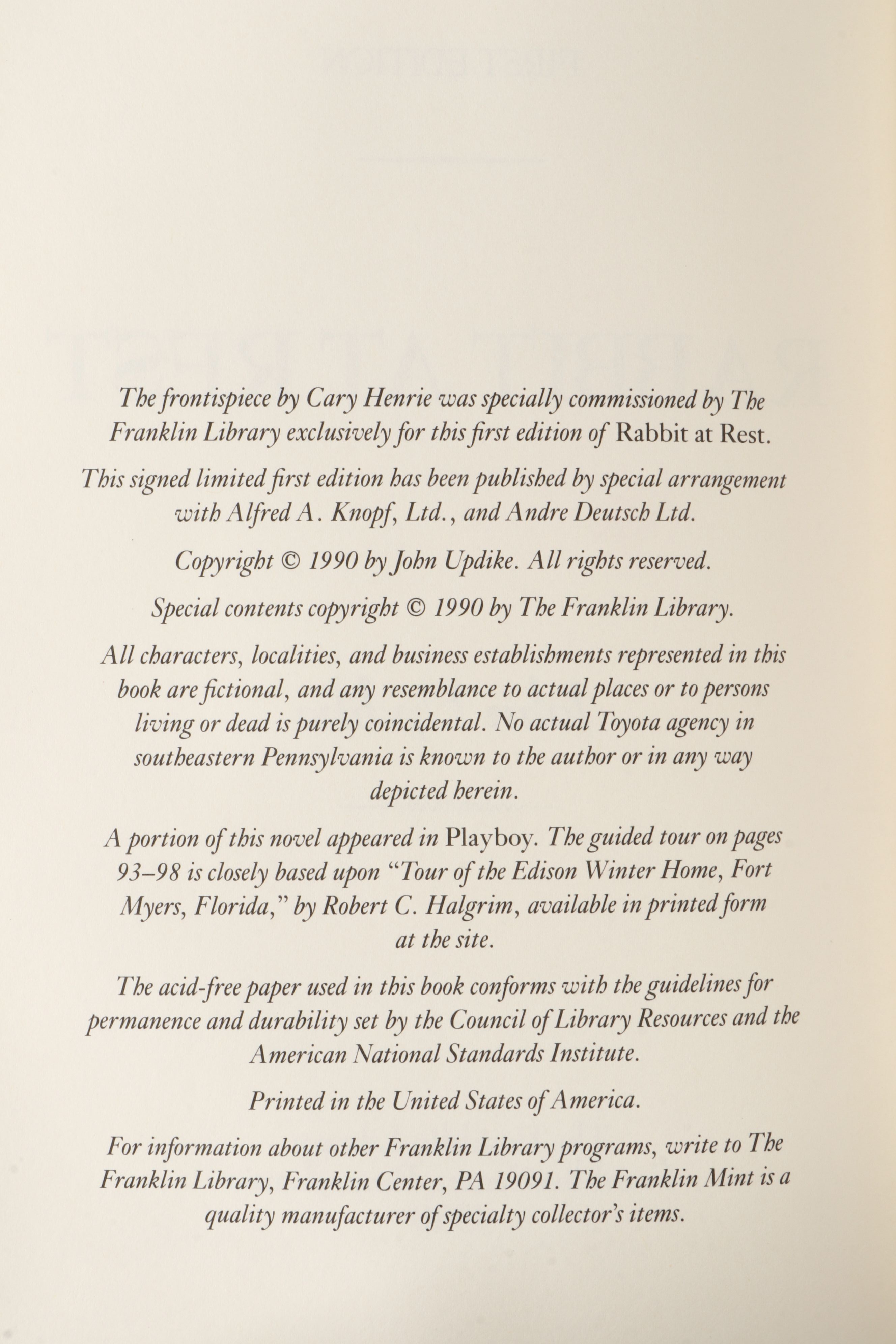 Signed First Edition "Rabbit at Rest" by John Updike and More Books