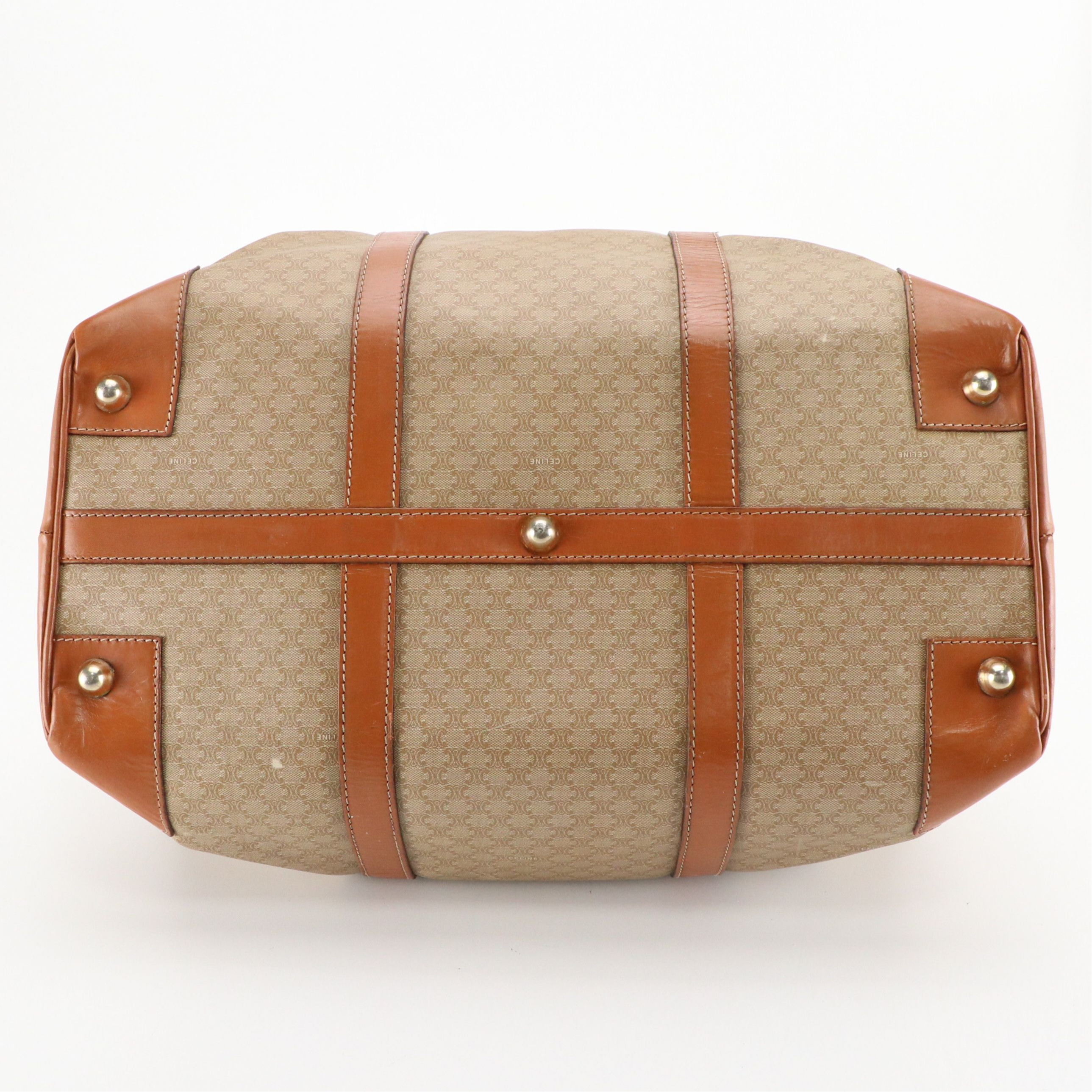 Celine Expandable Weekender Bag in Macadam Canvas with Leather Trim