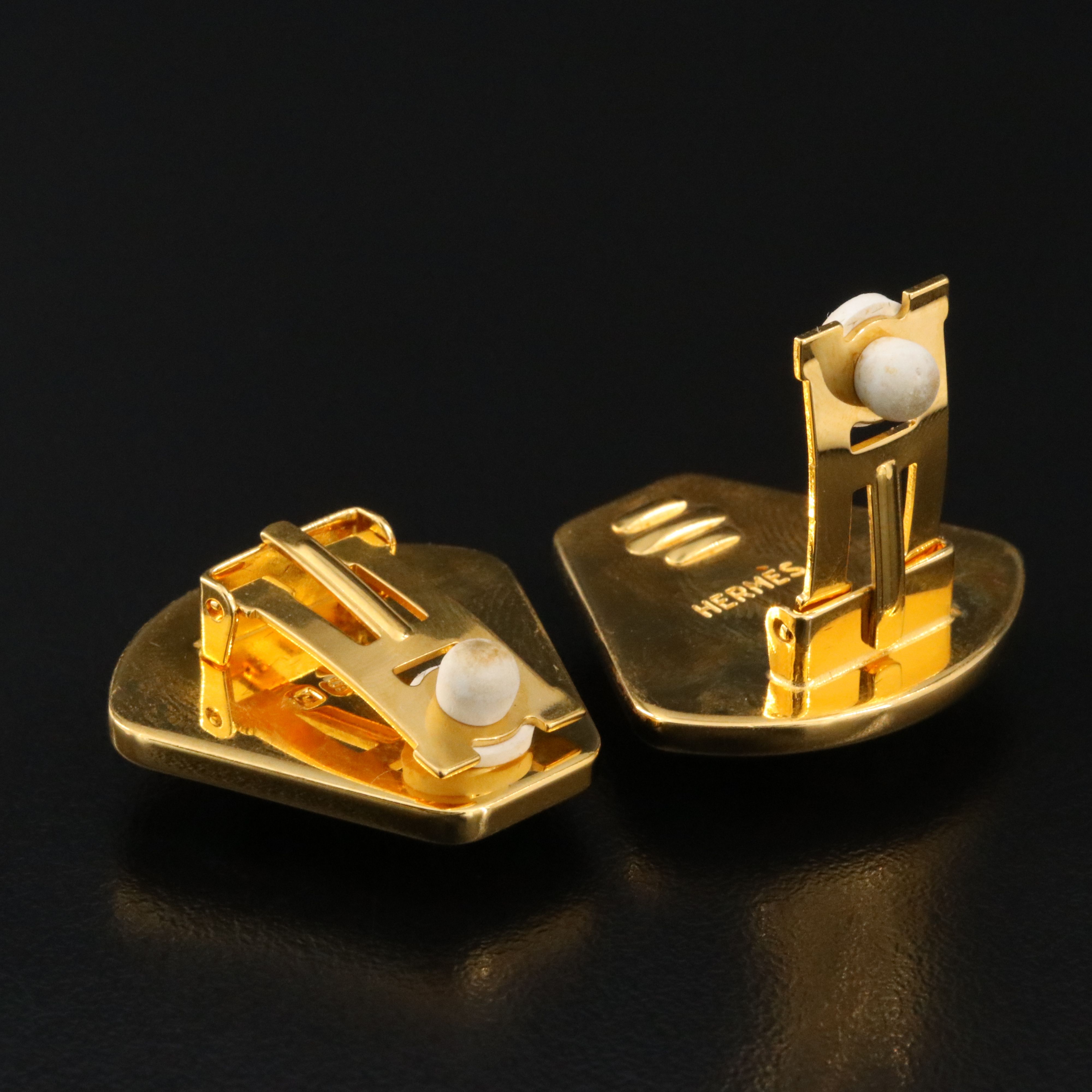 Hermès Hermès Chain Motif Enamel Clip Earrings