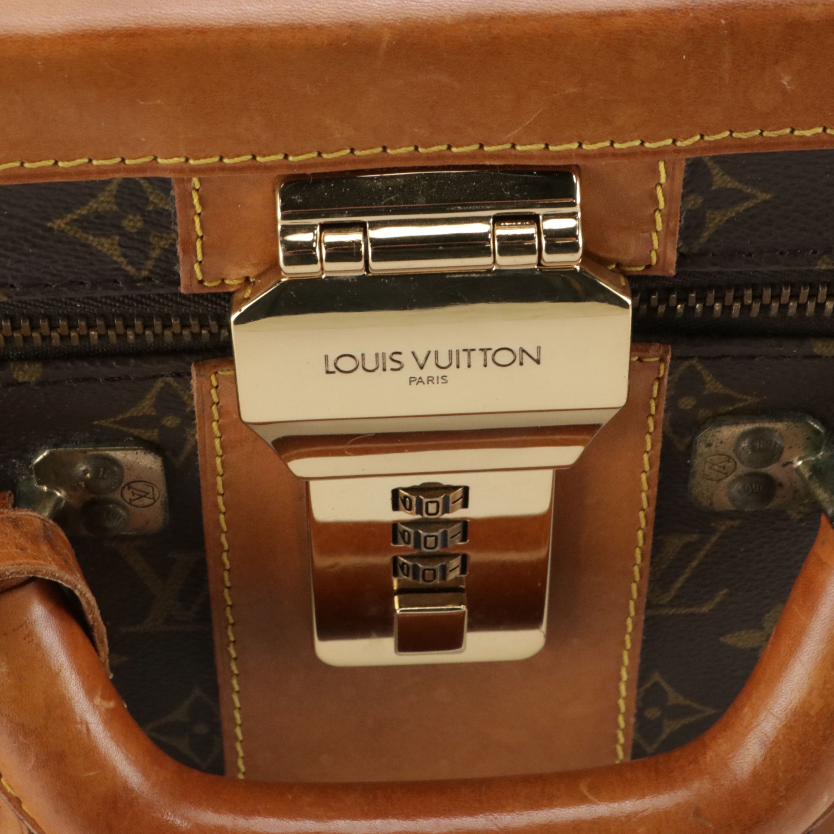 Louis Vuitton Stratos 50 Secret Lock Suitcase in Monogram Canvas and Leather