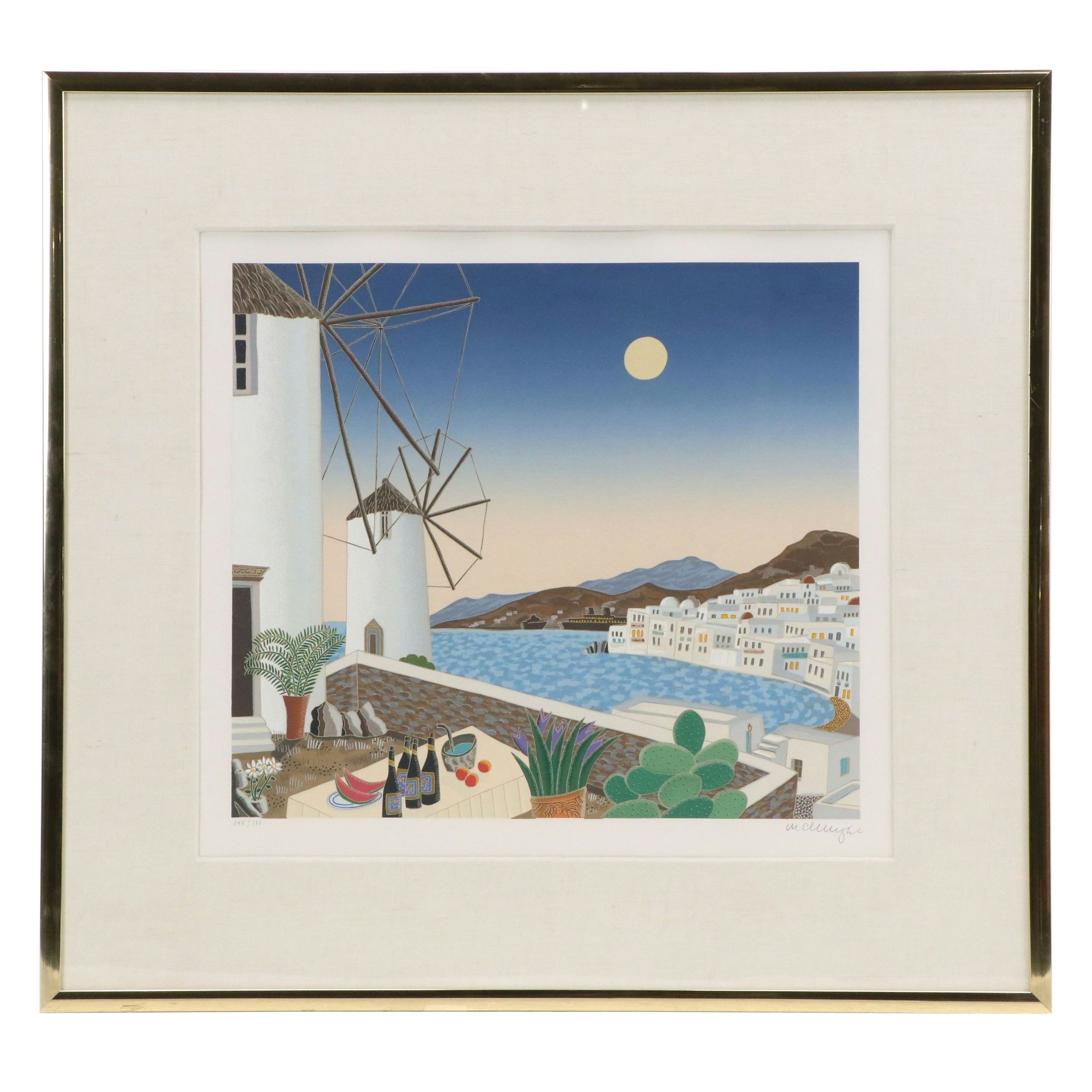 Thomas McKnight Serigraph "Windmills," 1985