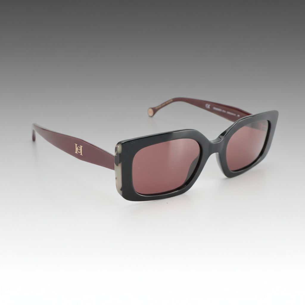 Carolina Herrera HER 0182/S GUUU1 Black/Burgundy Rectangular Sunglasses in Case