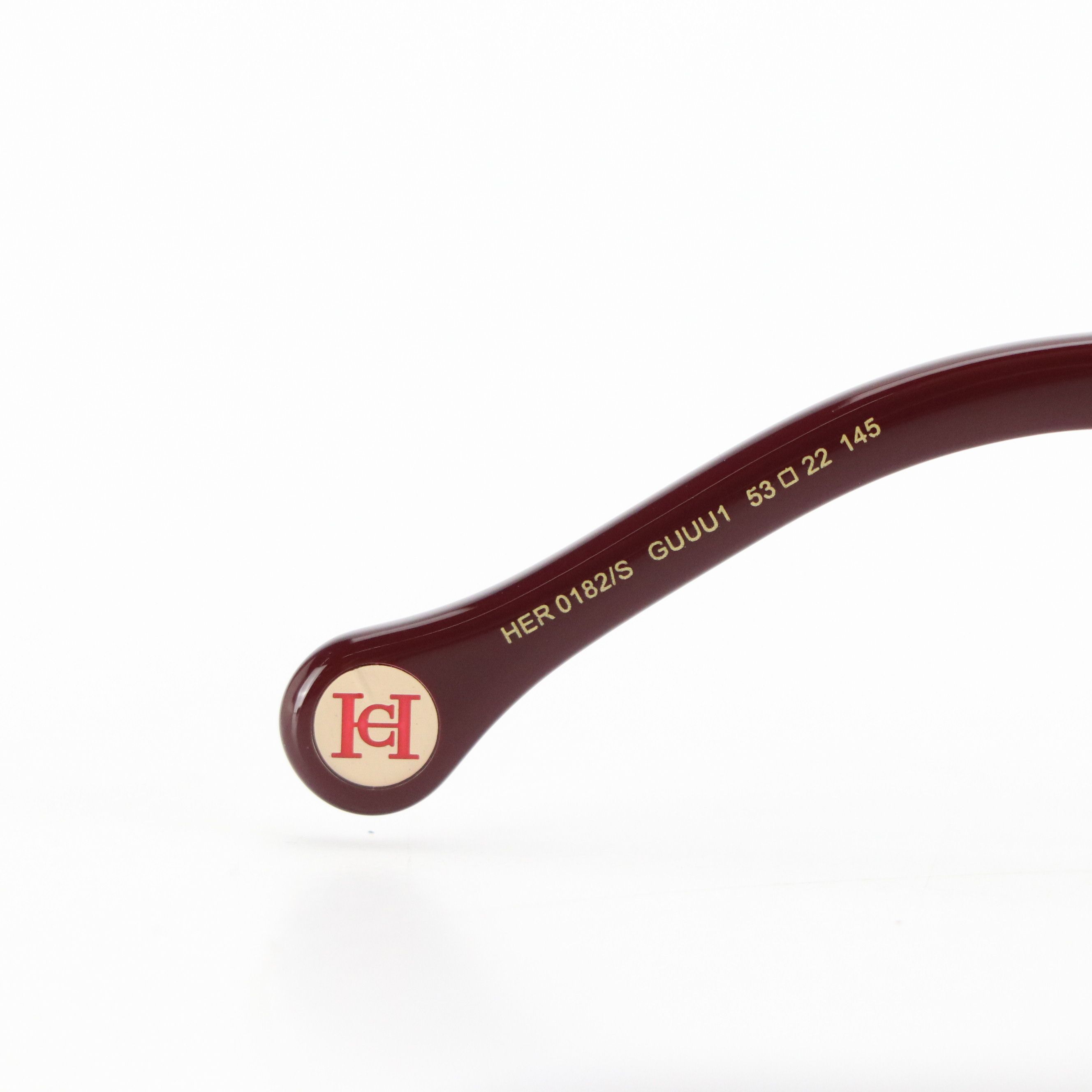 Carolina Herrera HER 0182/S GUUU1 Black/Burgundy Rectangular Sunglasses in Case