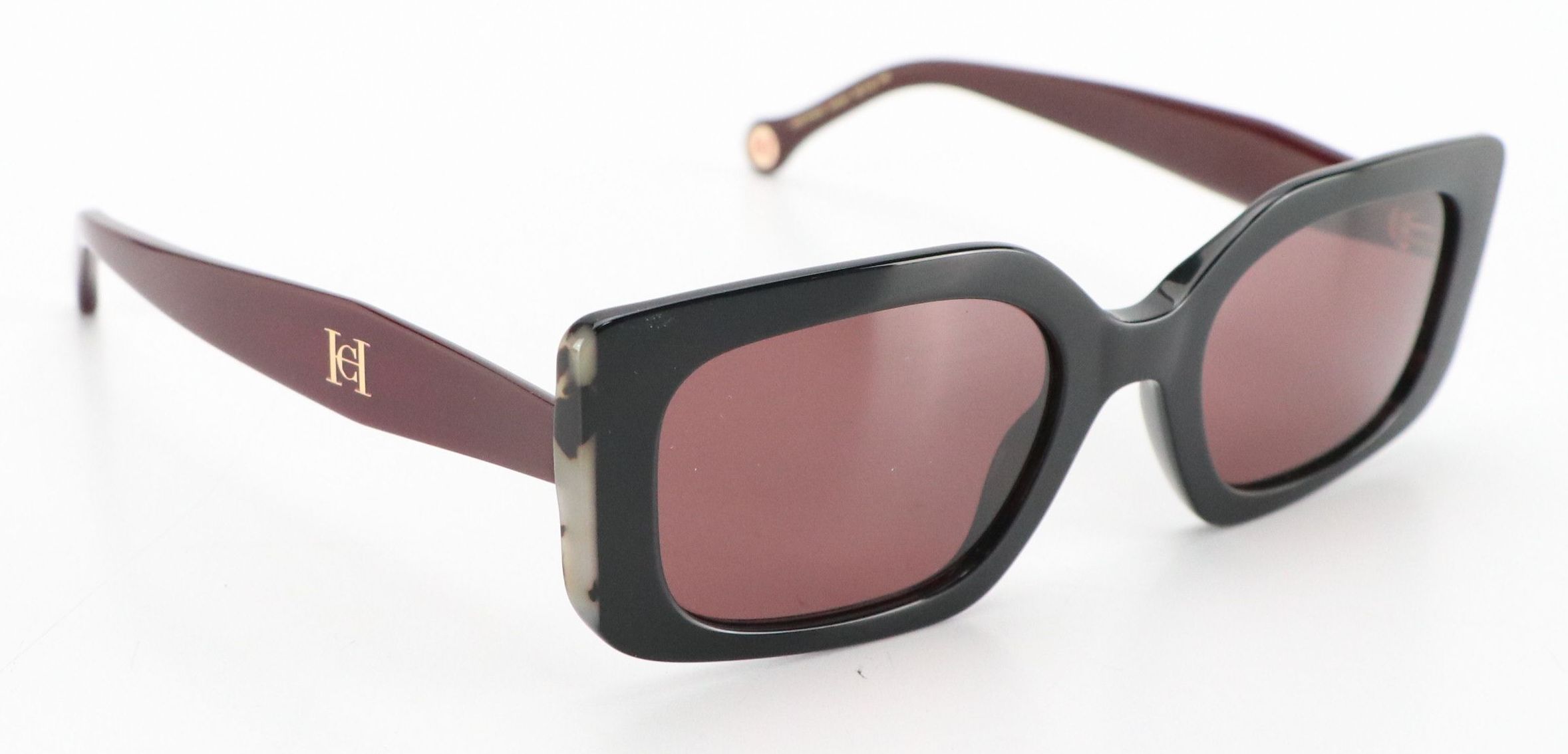 Carolina Herrera HER 0182/S GUUU1 Black/Burgundy Rectangular Sunglasses in Case