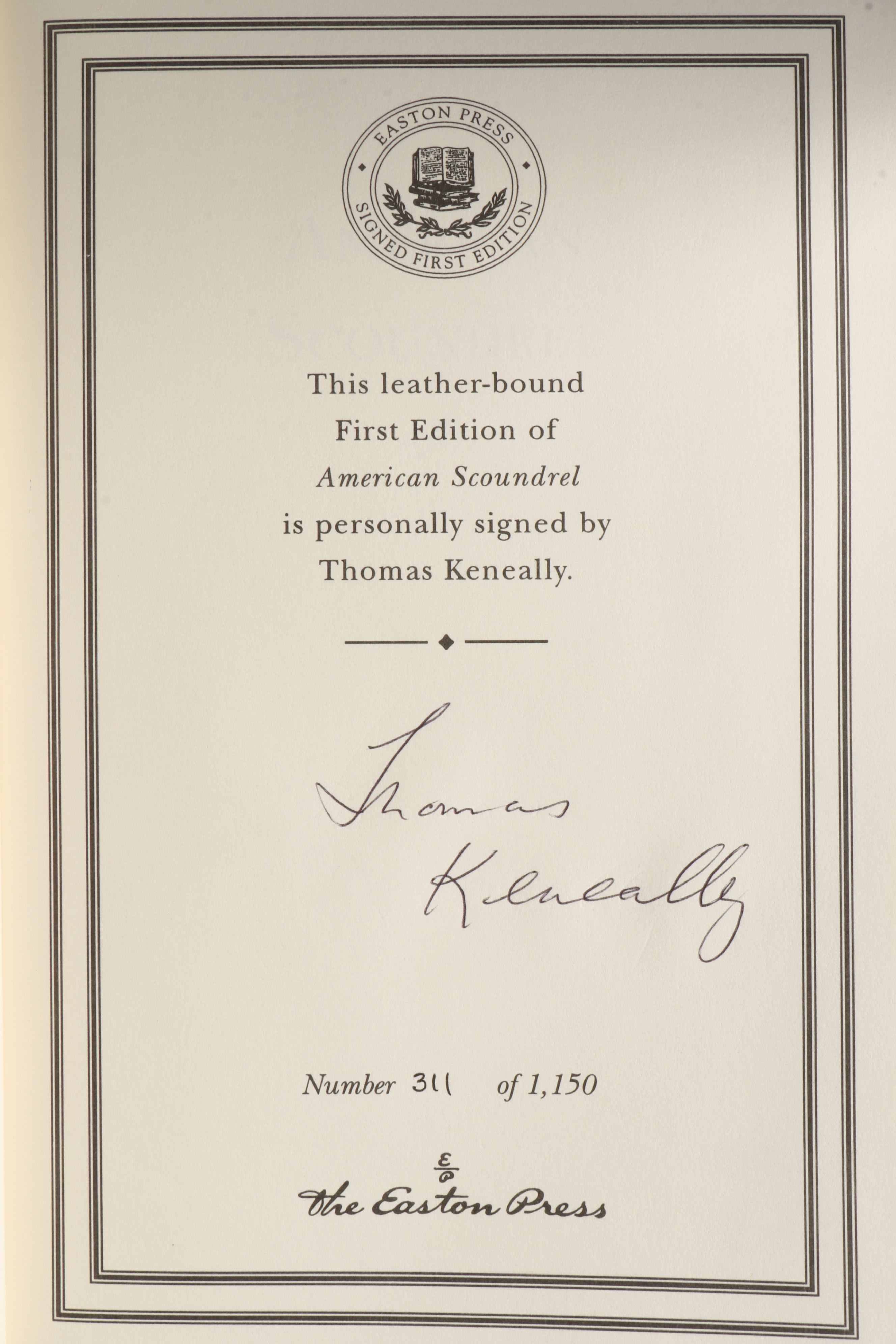 Signed First Edition "American Scoundrel" by Thomas Keneally with More Books
