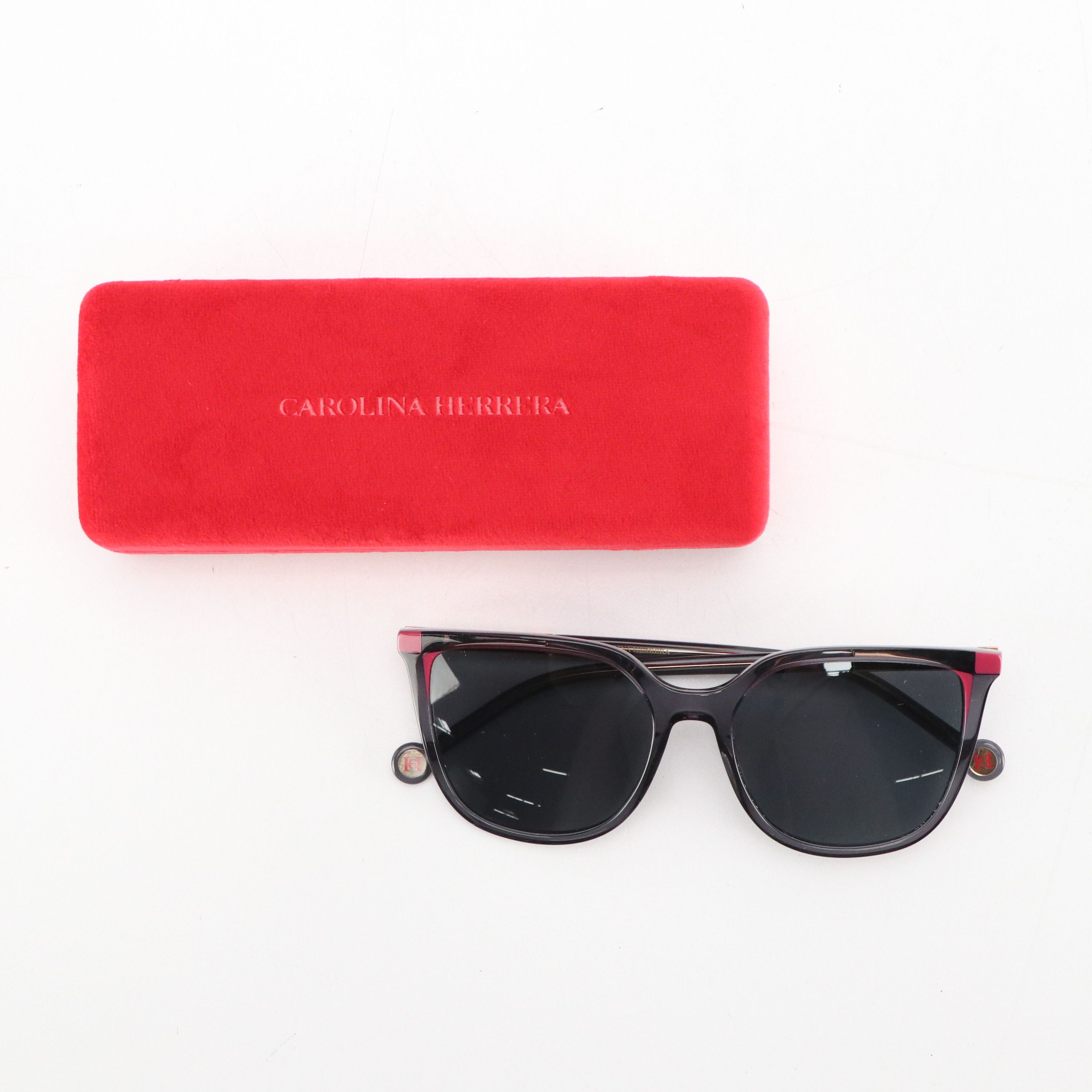 Carolina Herrera HER 0140/S 7HHIR Grey/Pink Square Sunglasses, With Case