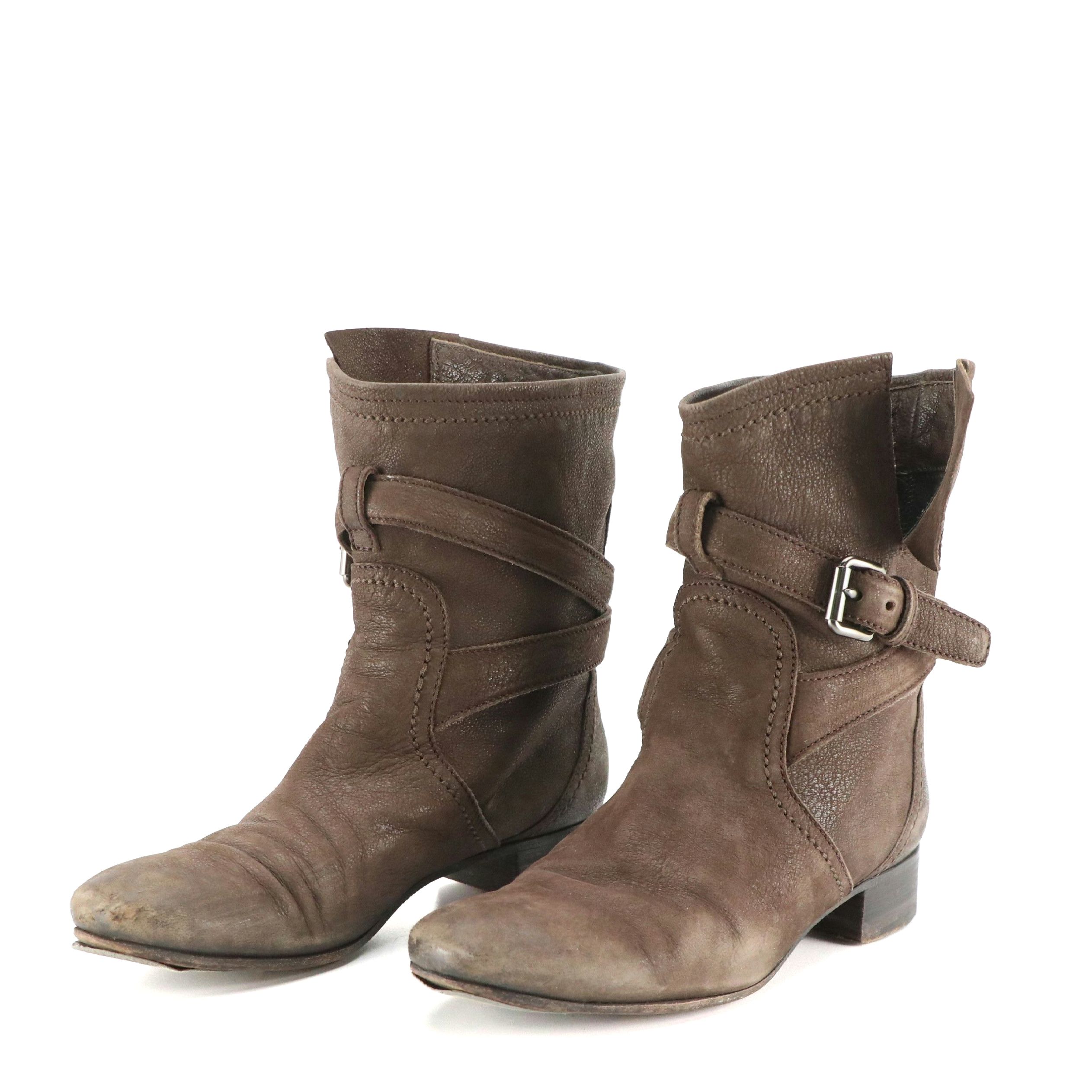 Prada Graphite Calzature Donna Boots in Capra Antic Leather