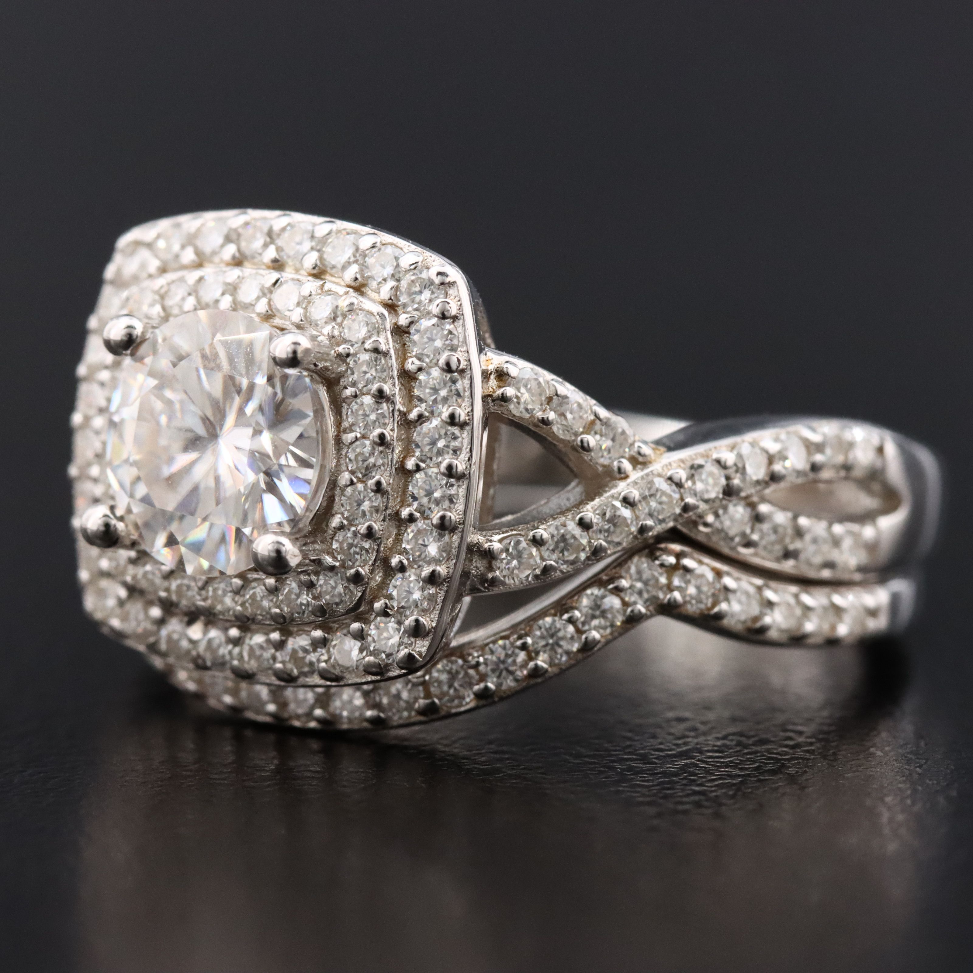 Sterling Diamond Moissanite Ring Set