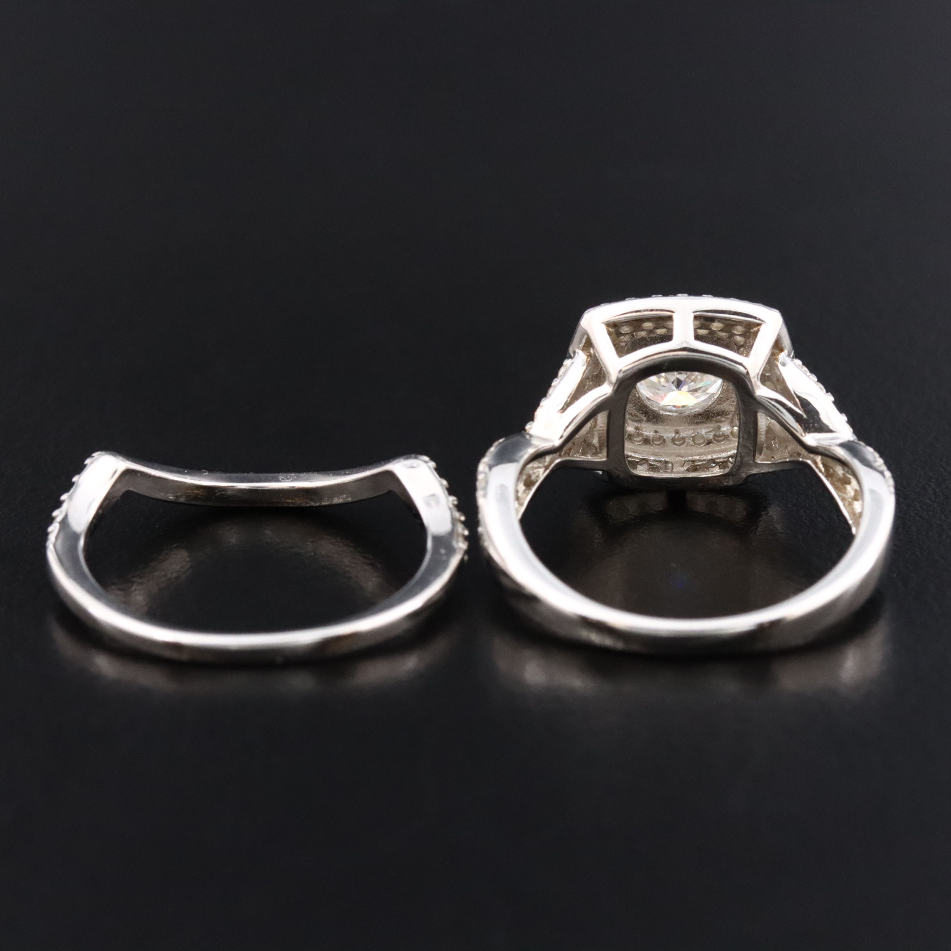 Sterling Diamond Moissanite Ring Set