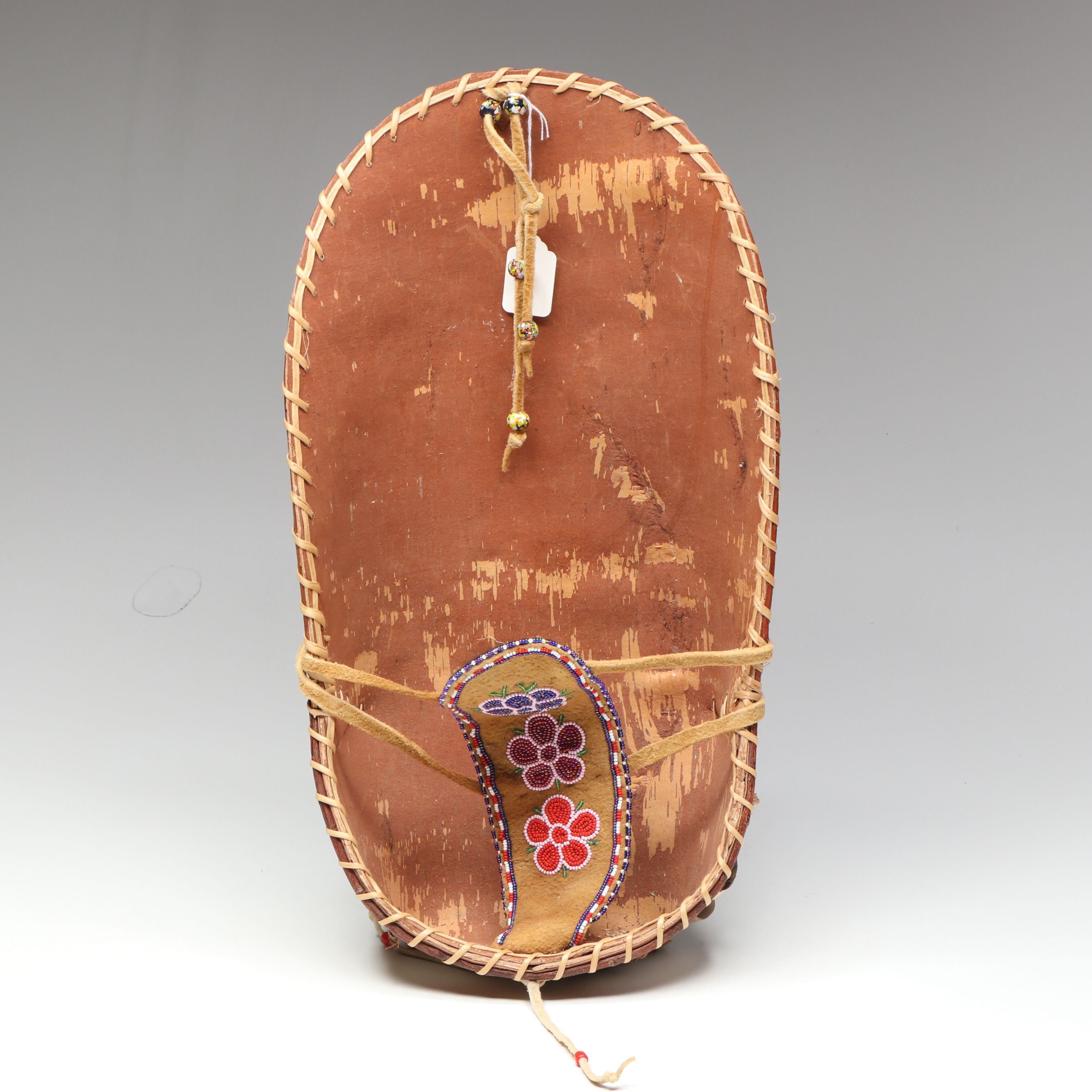 Verda Paul Athabascan Hand-Beaded Spruce Root and Birch Bark Baby Carrier