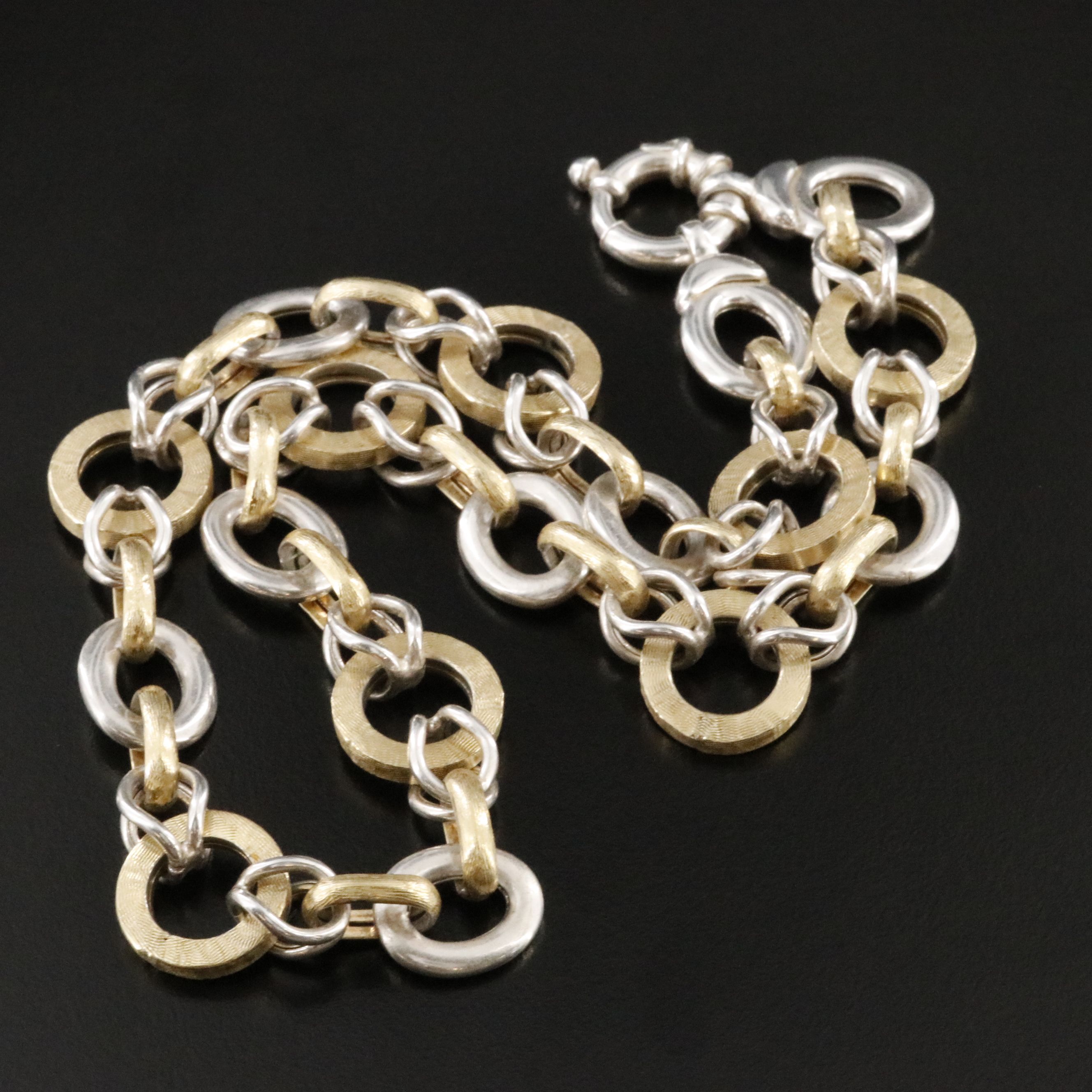 Sterling Two-Tone Cable Link Necklace