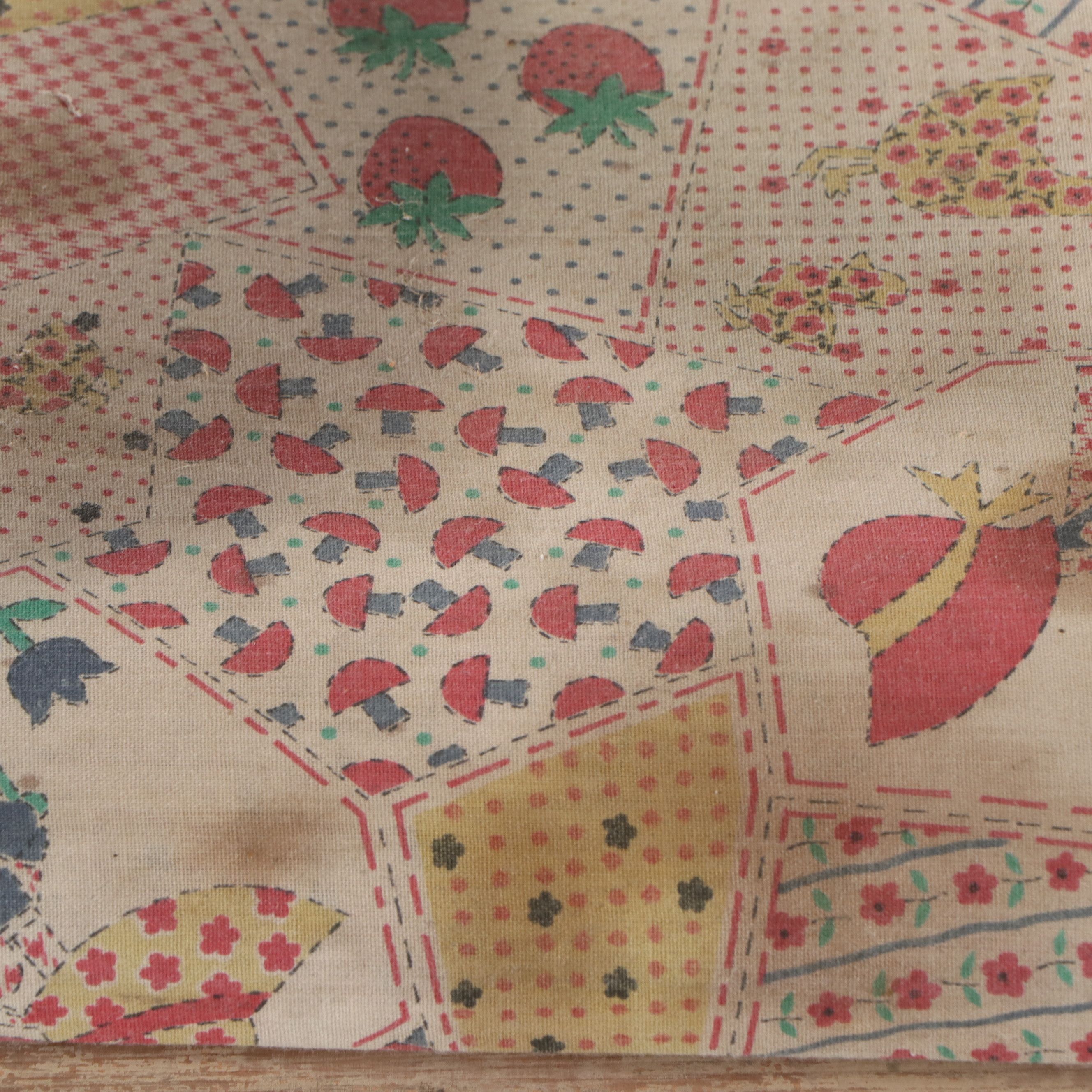 Vintage Children’s Wooden Rocking Chair with Patchwork Seat