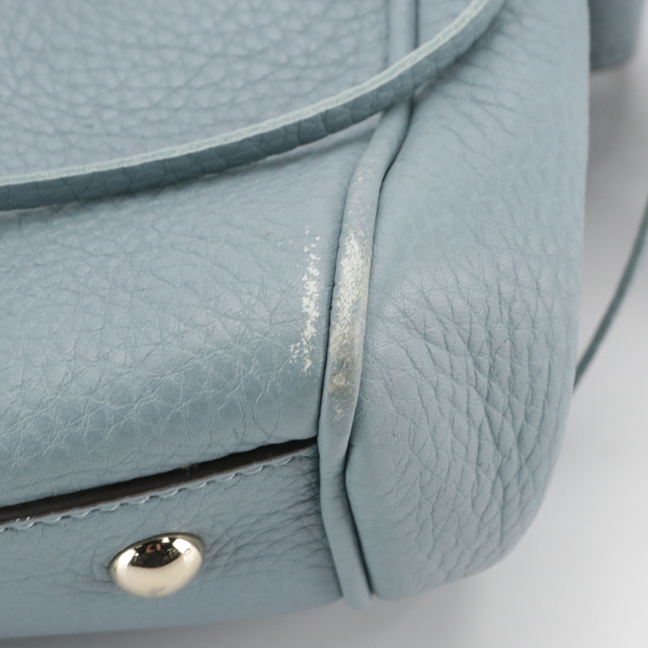 Gucci Medium Bamboo Two-Way Shopper Tote in Blue Grained Calfskin Leather