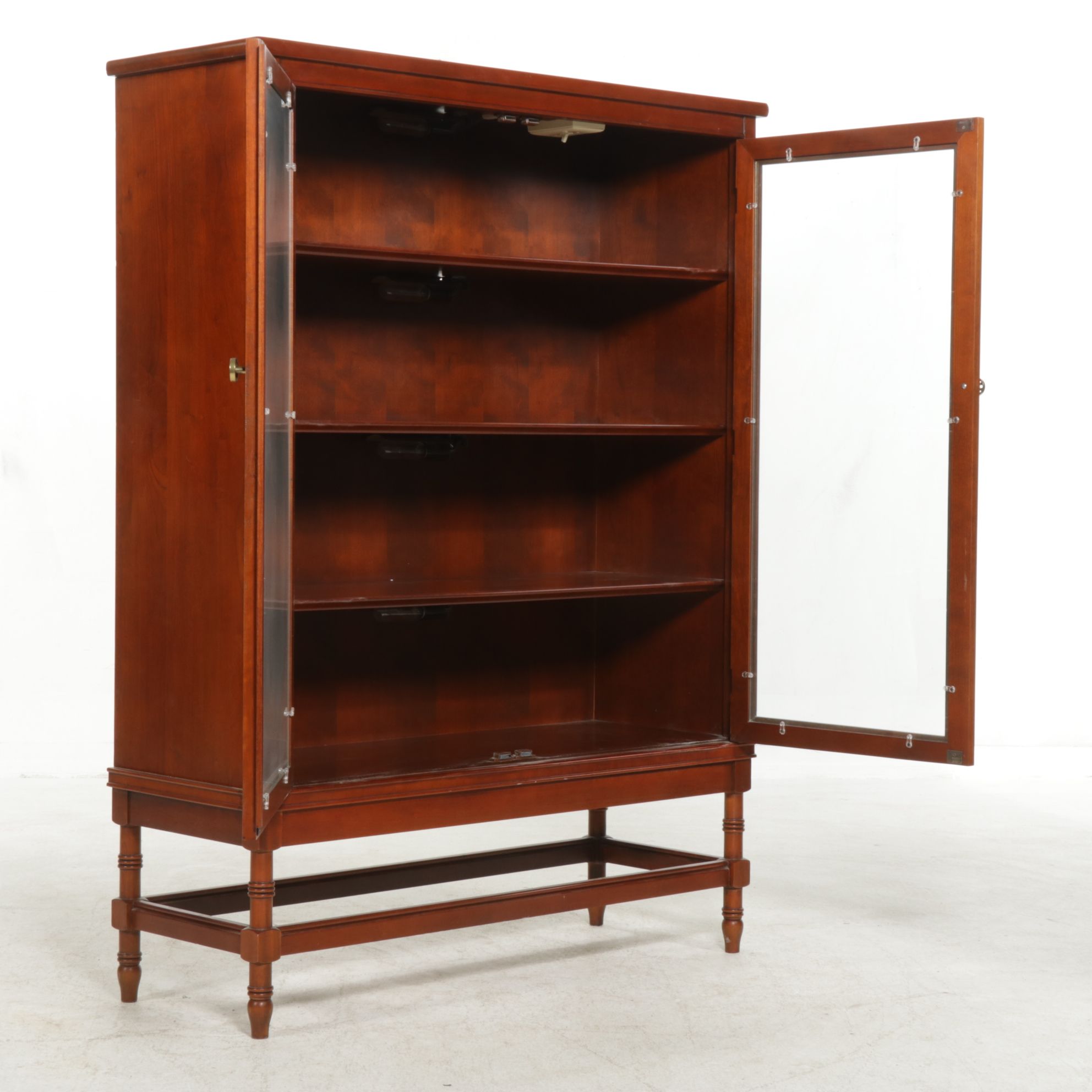 Cherry Display Cabinet with Lighted Shelves