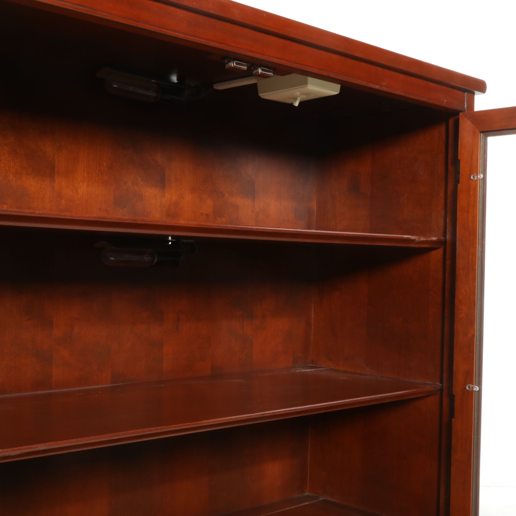 Cherry Display Cabinet with Lighted Shelves