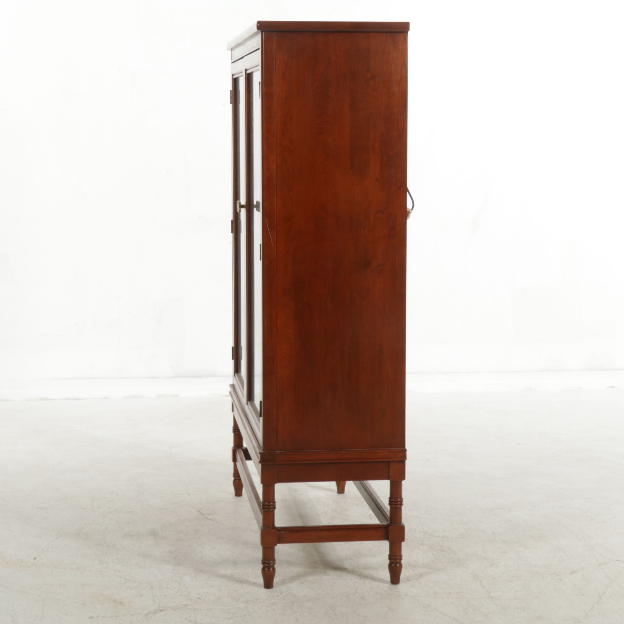 Cherry Display Cabinet with Lighted Shelves