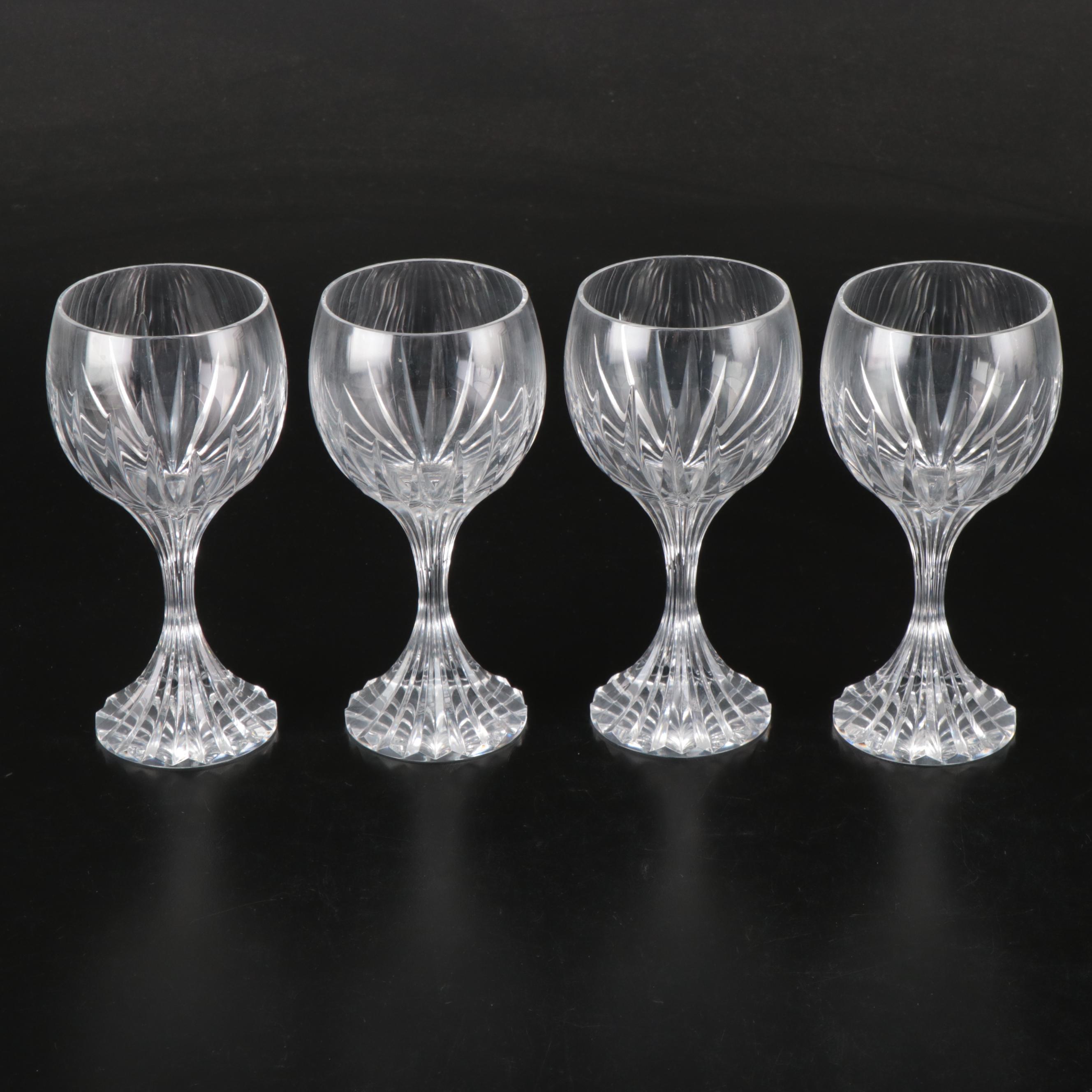 Baccarat "Massena" Cut Crystal White Wine Glasses