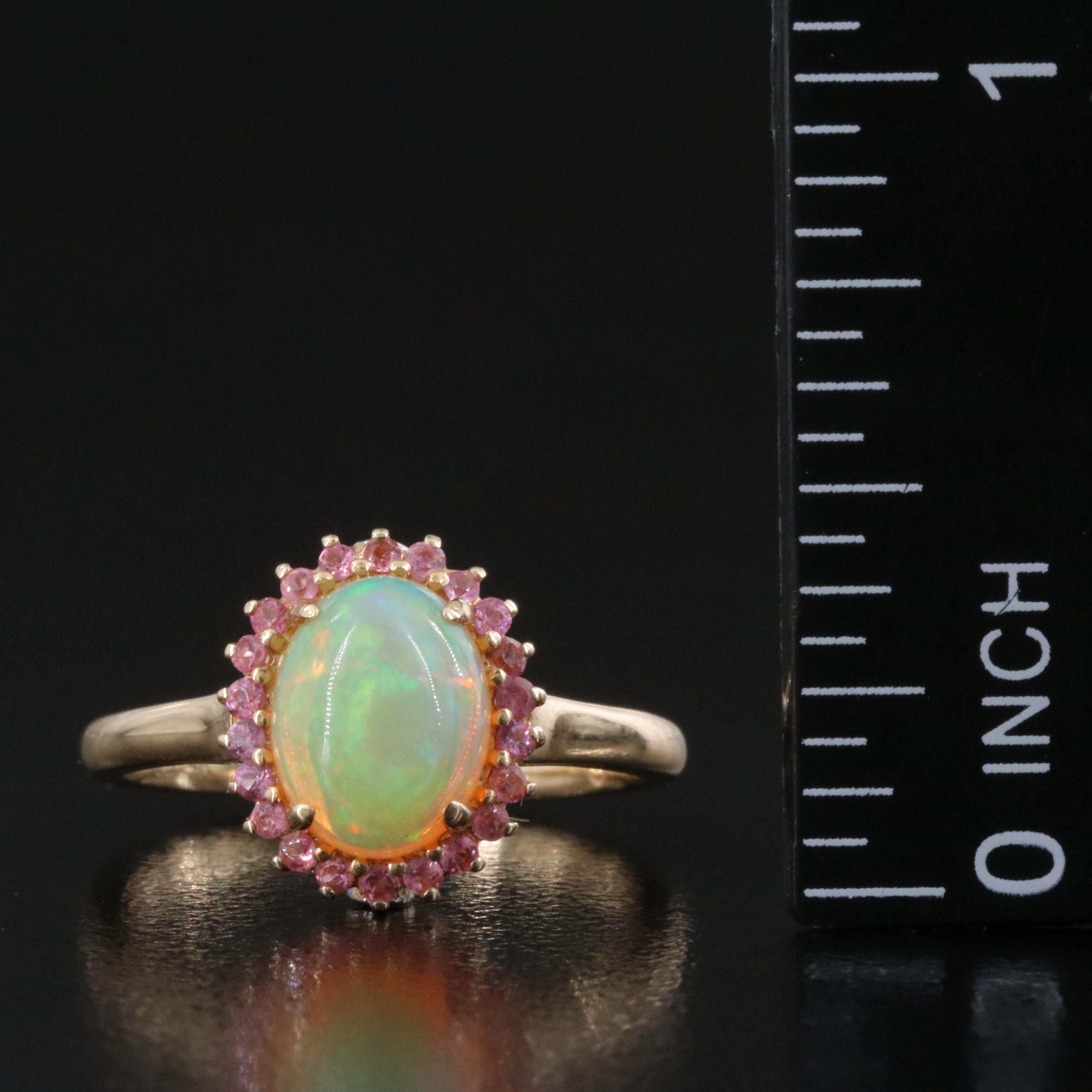 14K Opal, Pink Sapphire and Diamond Ring