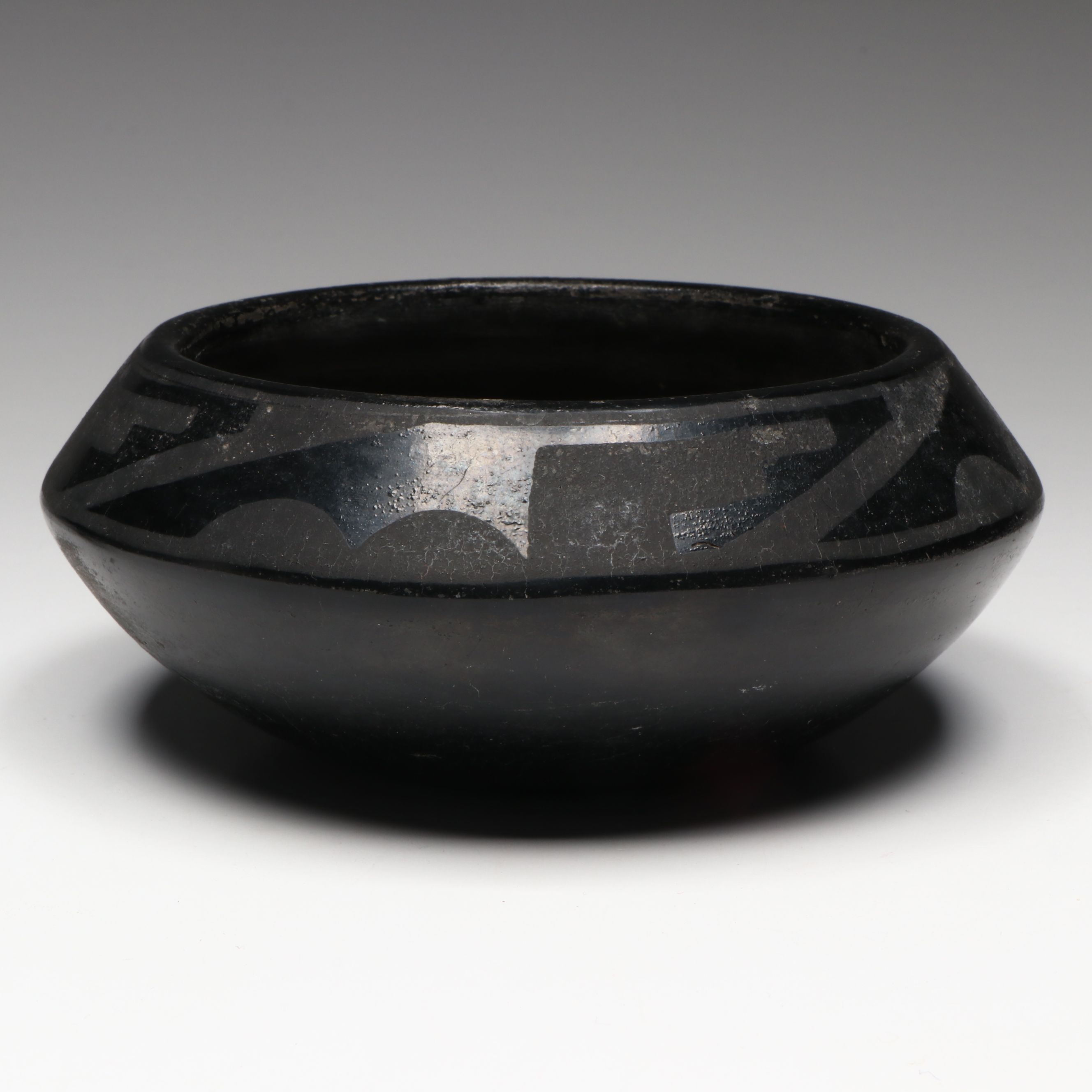 Vintage/Antique Signed "Lucy" Southwestern Pueblo Blackware Bowl