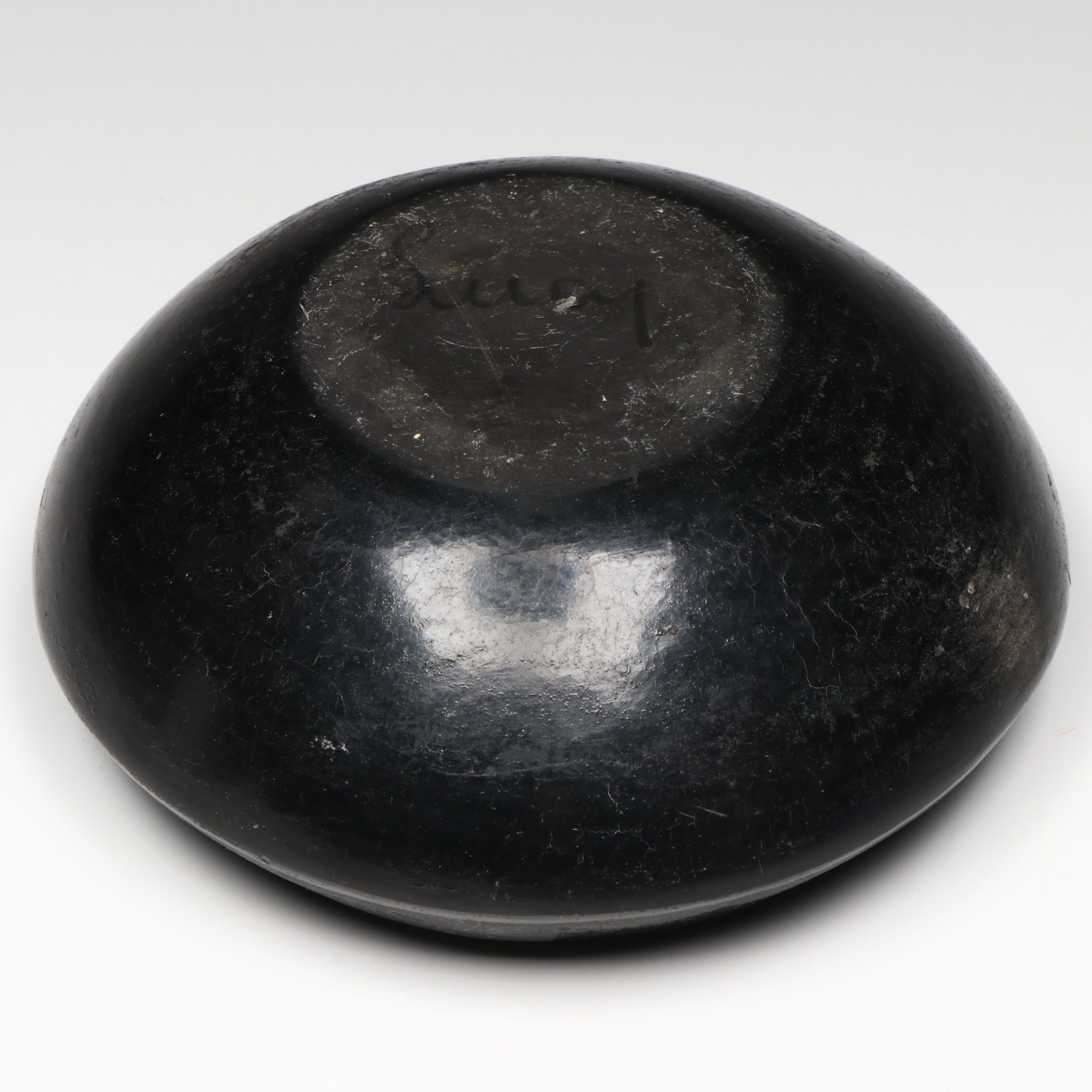 Vintage/Antique Signed "Lucy" Southwestern Pueblo Blackware Bowl