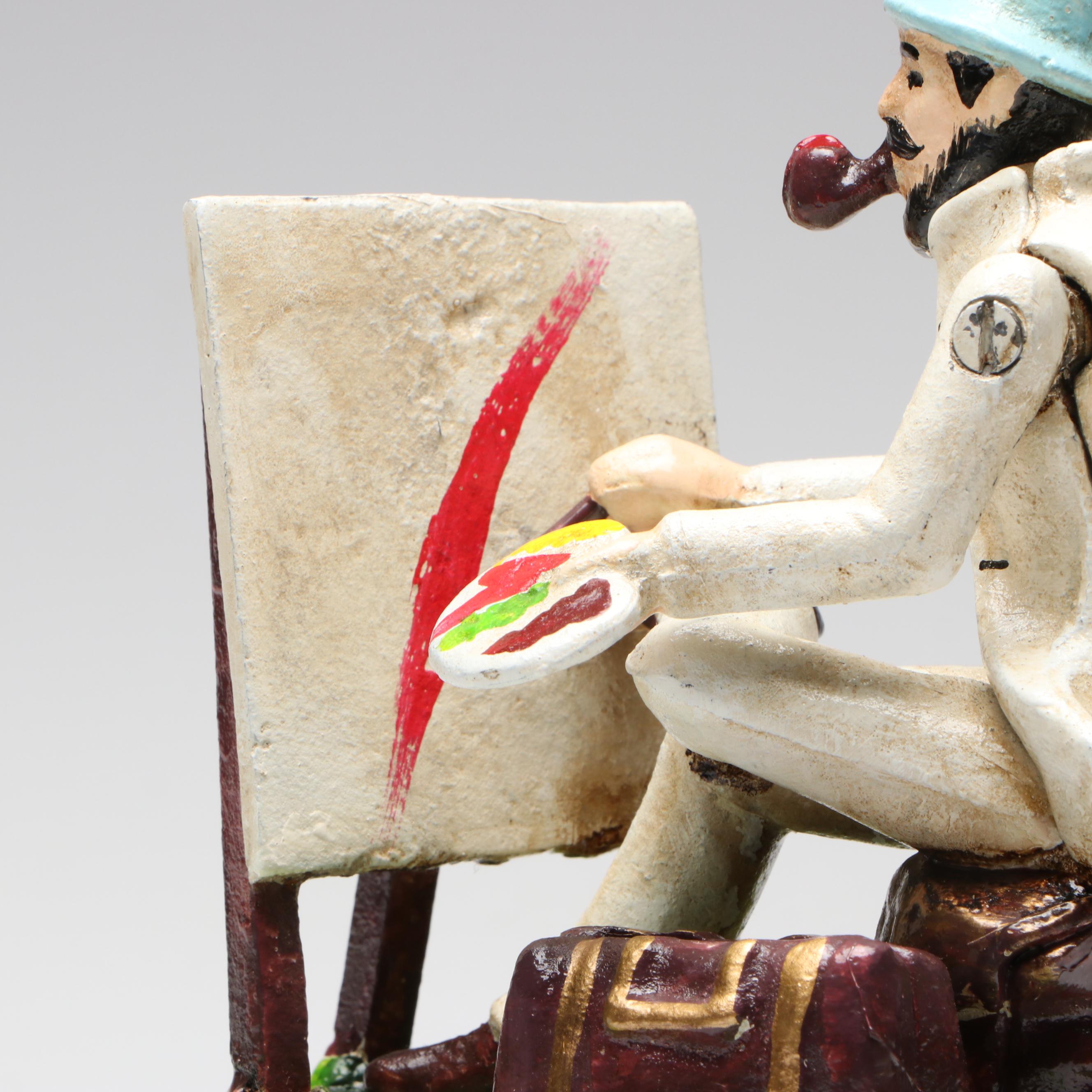 Cast Iron "Painter's Bank" Mechanical Coin Bank