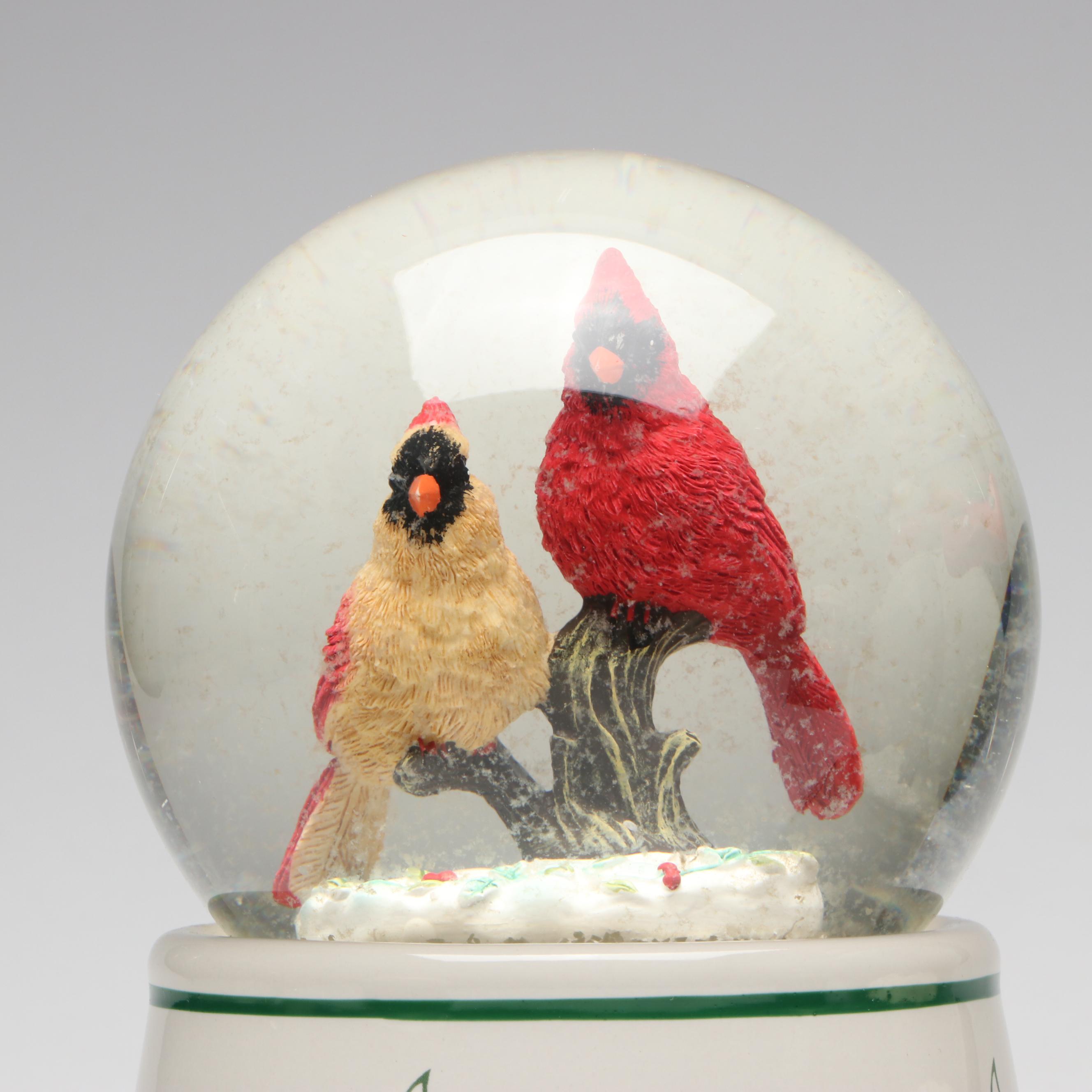 Pfaltzgraff Cardinal and More Christmas Musical Snow Globes