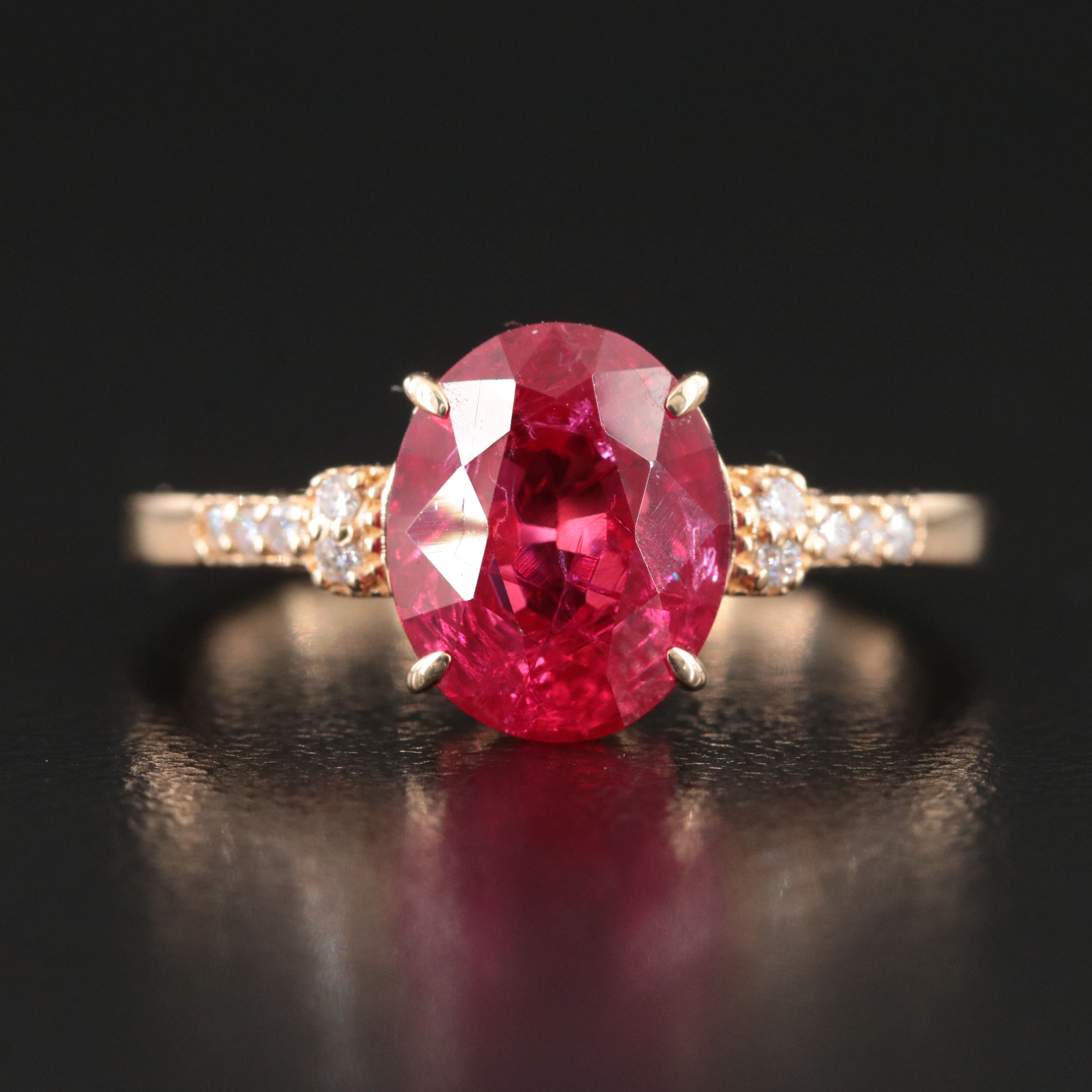 14K 2.72 CT Ruby and Moissanite Ring
